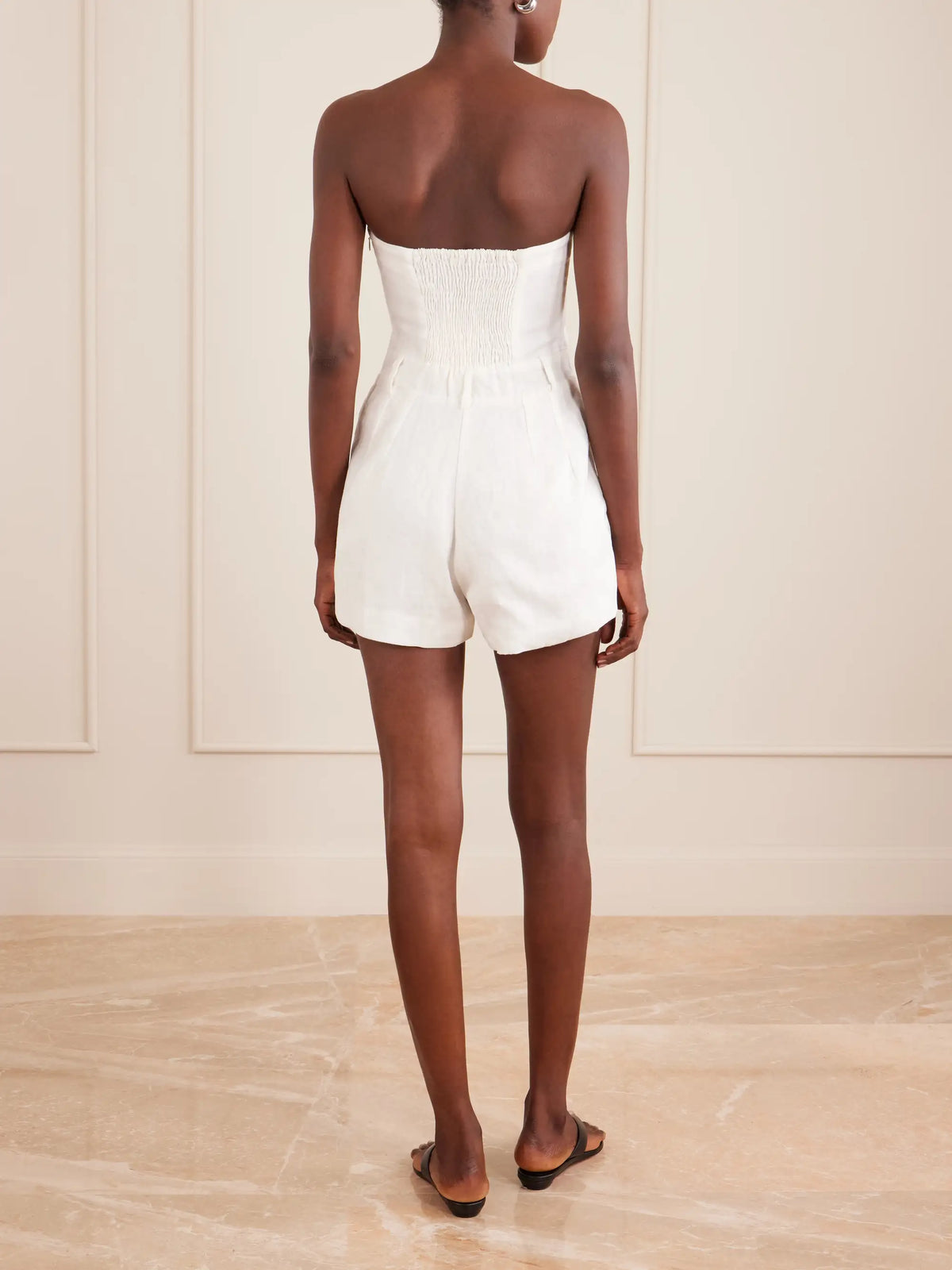 Faithfull Amalie Strapless Pleated Linen Playsuit