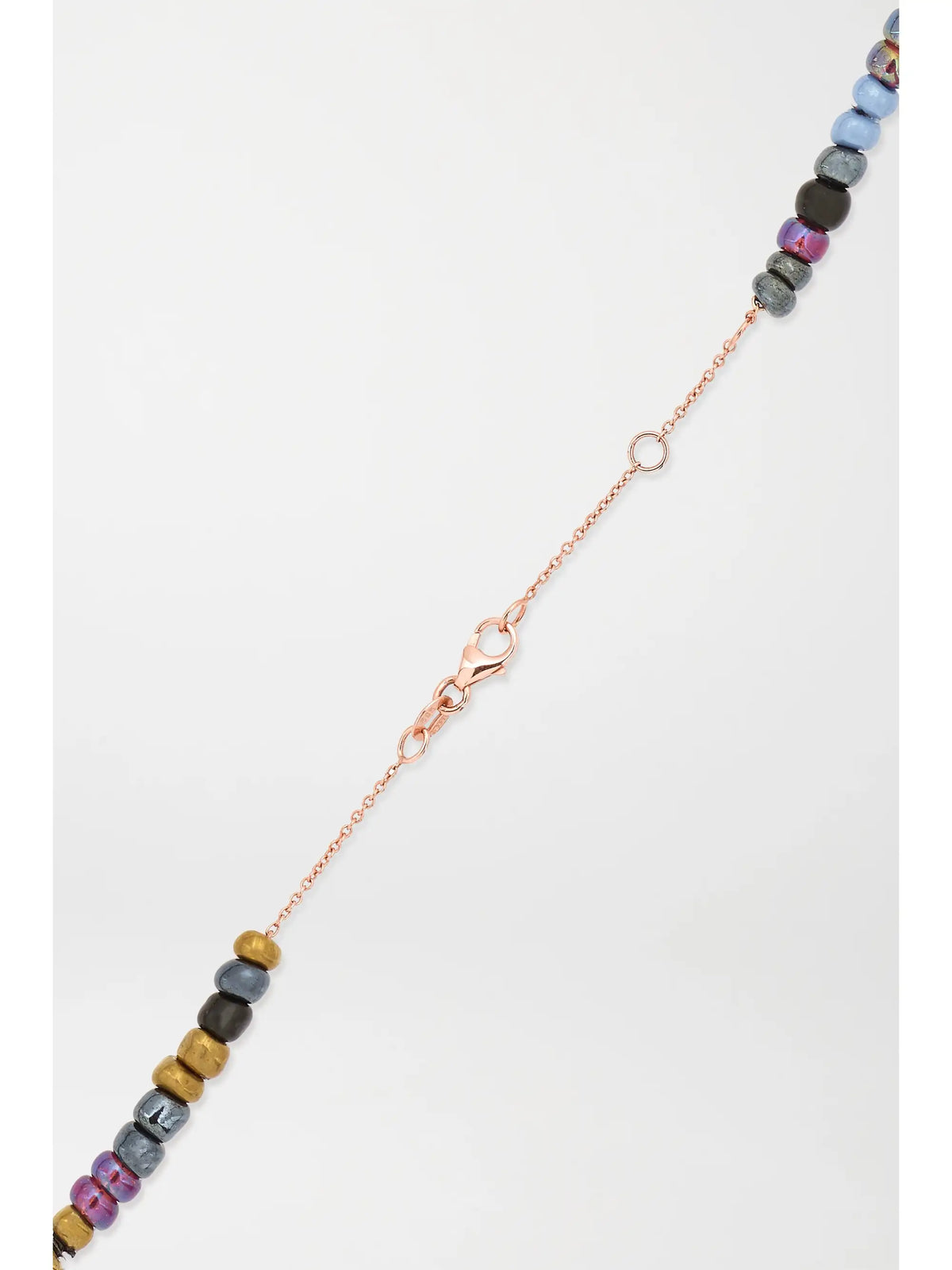 Evil Eye 14-karat Rose Gold, Bead And Diamond Necklace