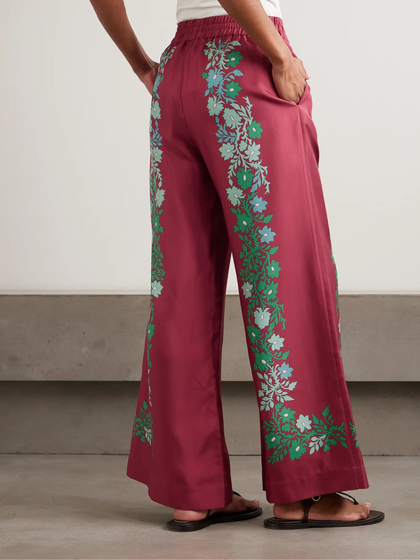 Palazzo Printed Silk Wide-leg Pants