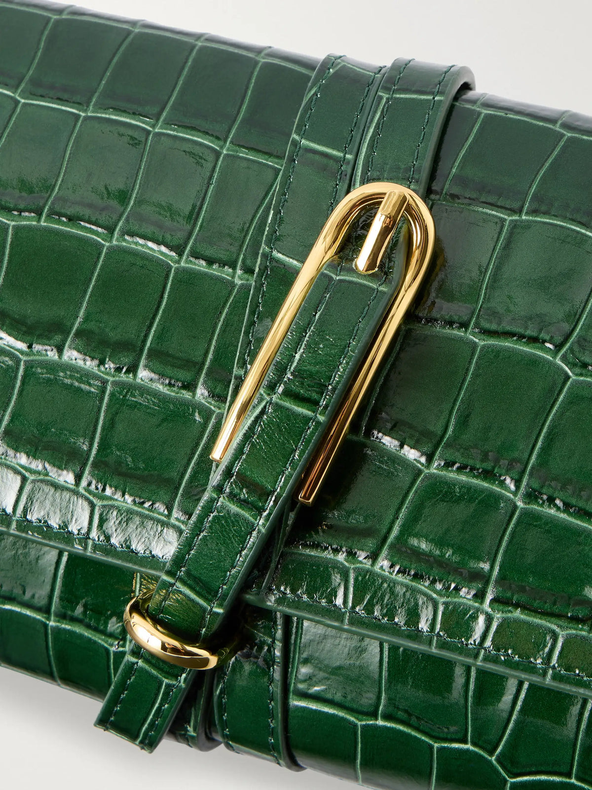 Liffner Belted Croc-effect Leather Clutch