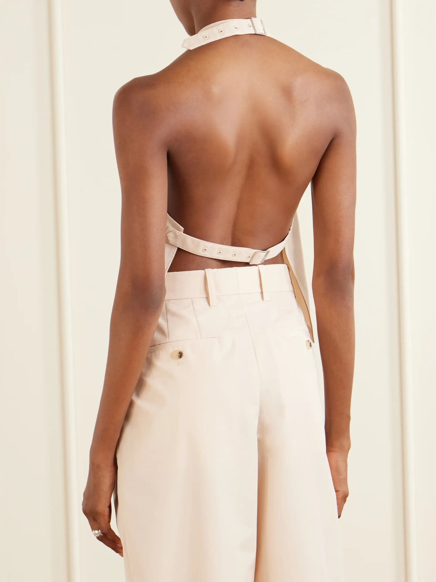 Cotton-blend Halterneck Top