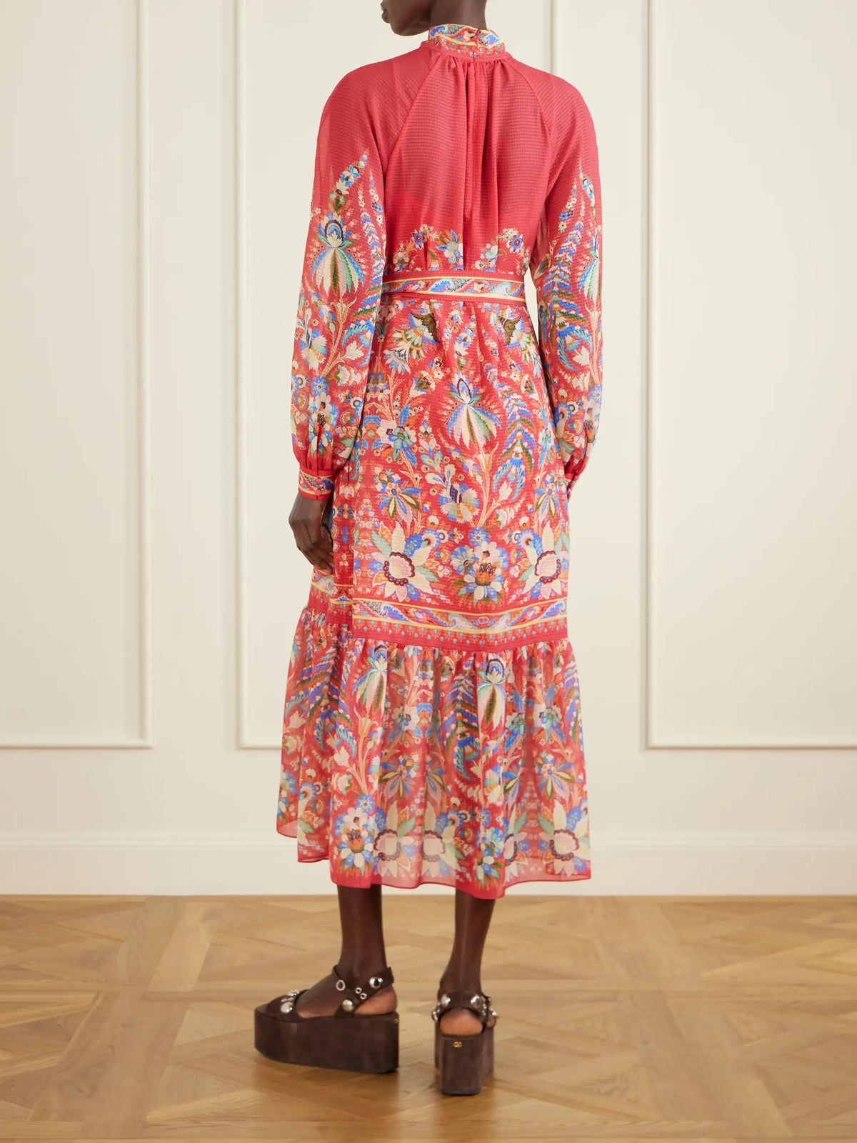 Floral-print Chiffon Midi Dress