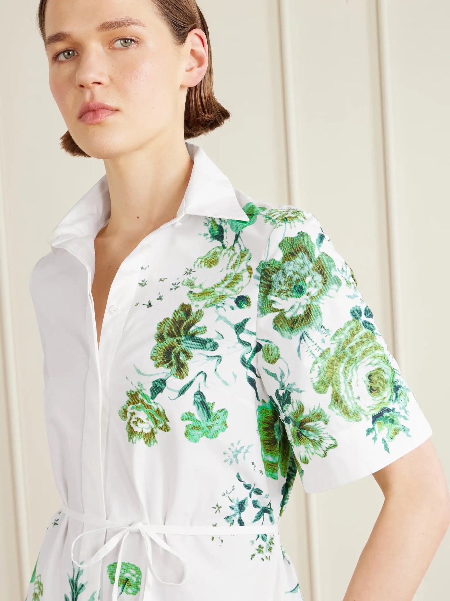 Floral-print Cotton-poplin Midi Shirt Dress