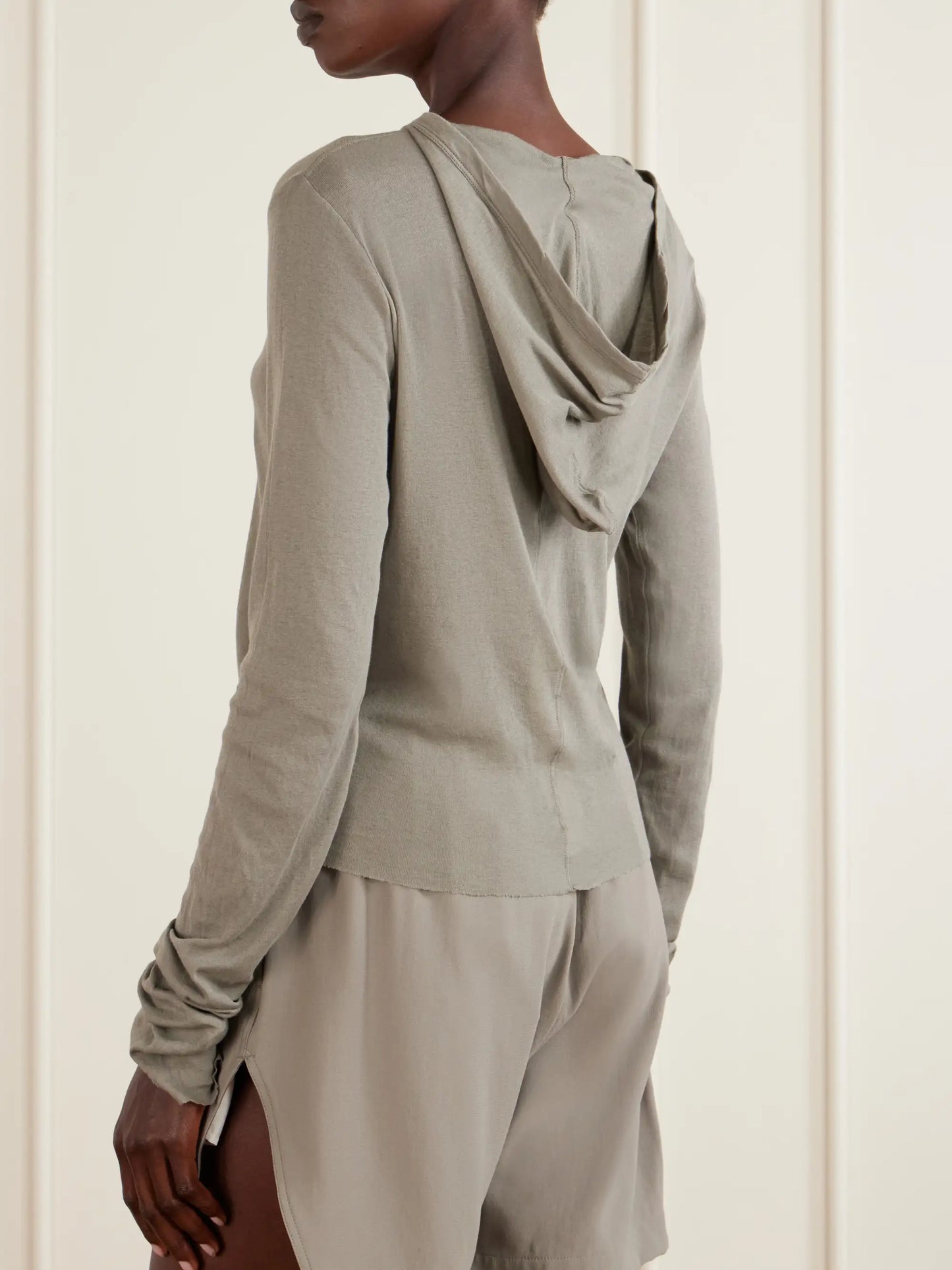 Cropped Cotton-jersey Hooded T-shirt
