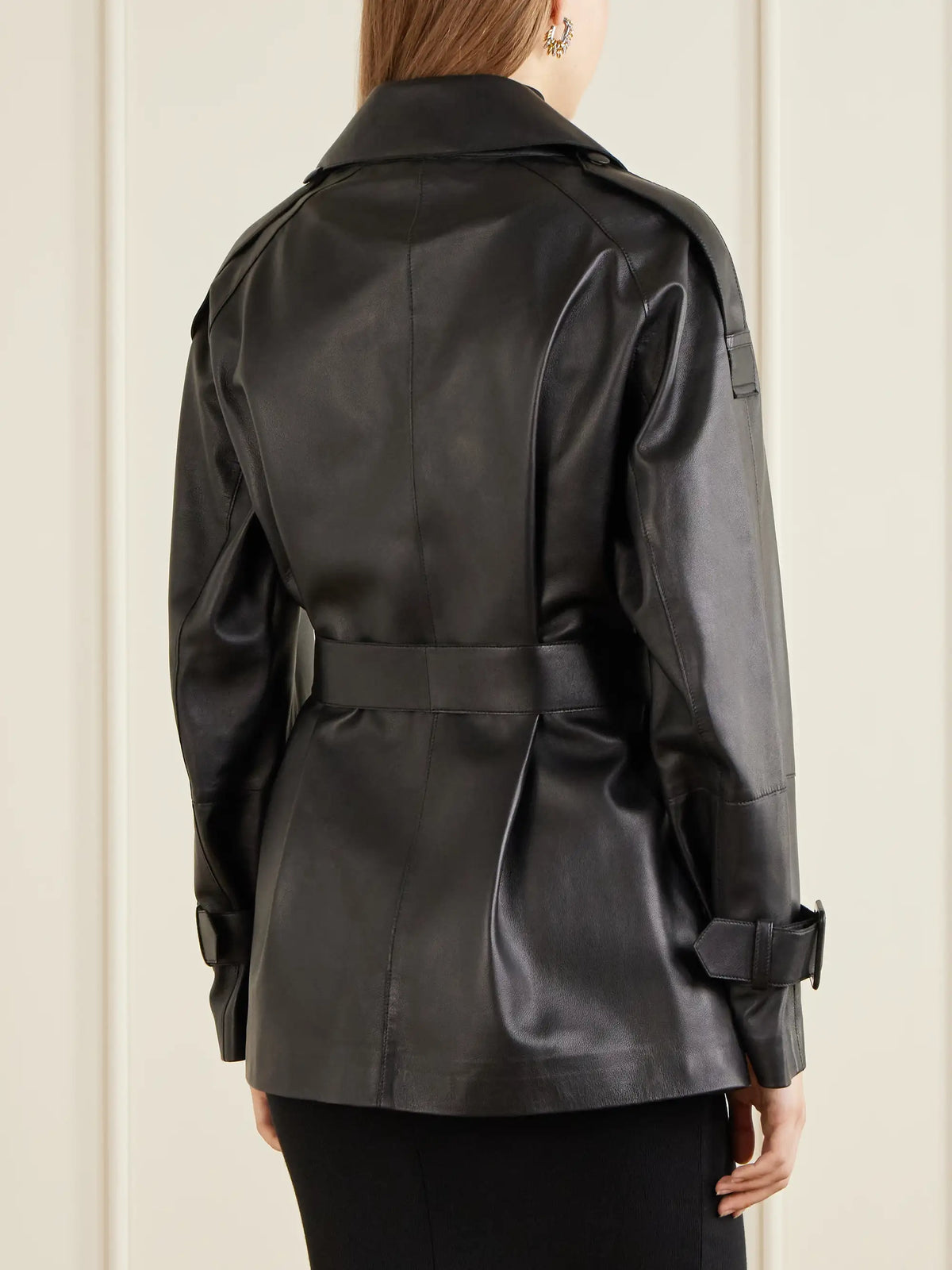 Nour Hammour Nera Belted Leather Jacket