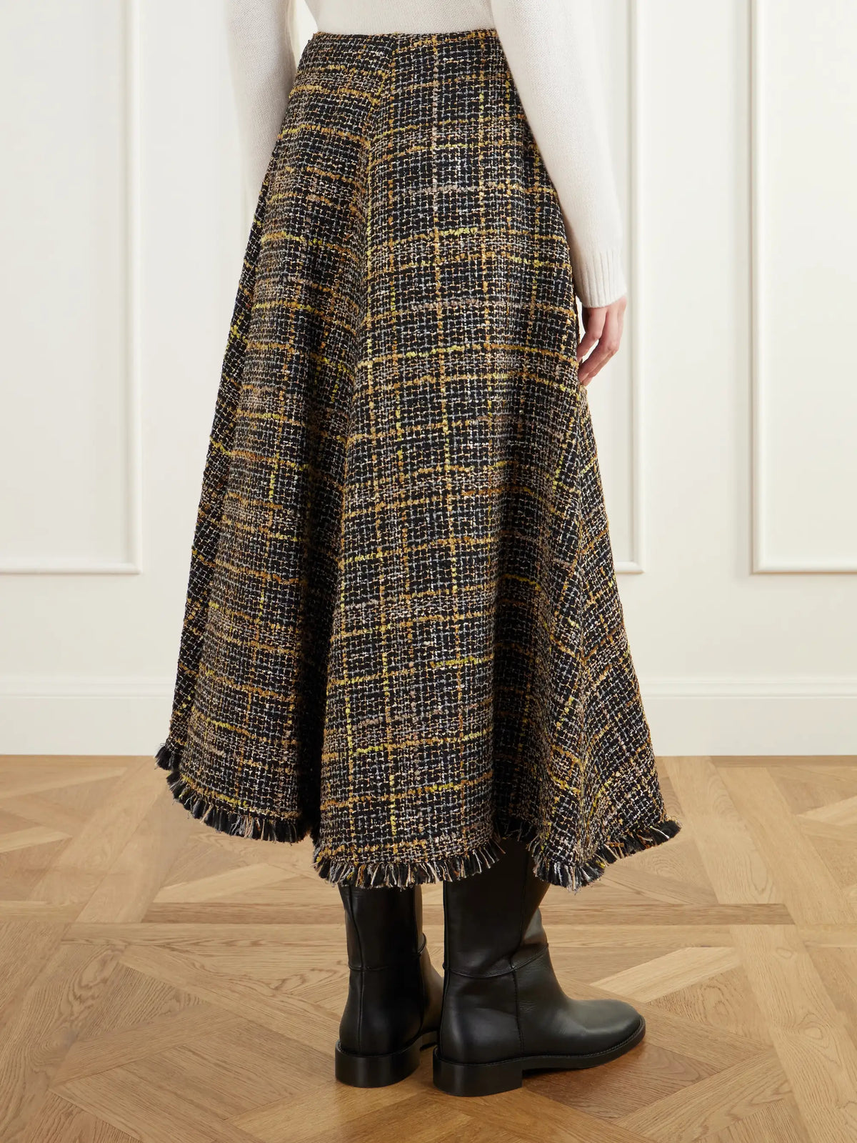 Altuzarra Varda Fringe-trimmed Tweed Midi Skirt