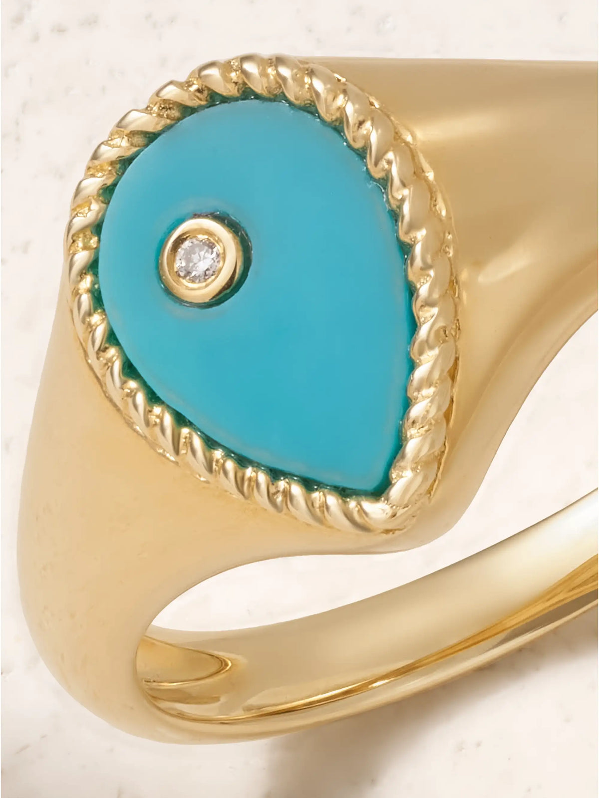9-karat Gold, Turquoise And Diamond Signet Ring