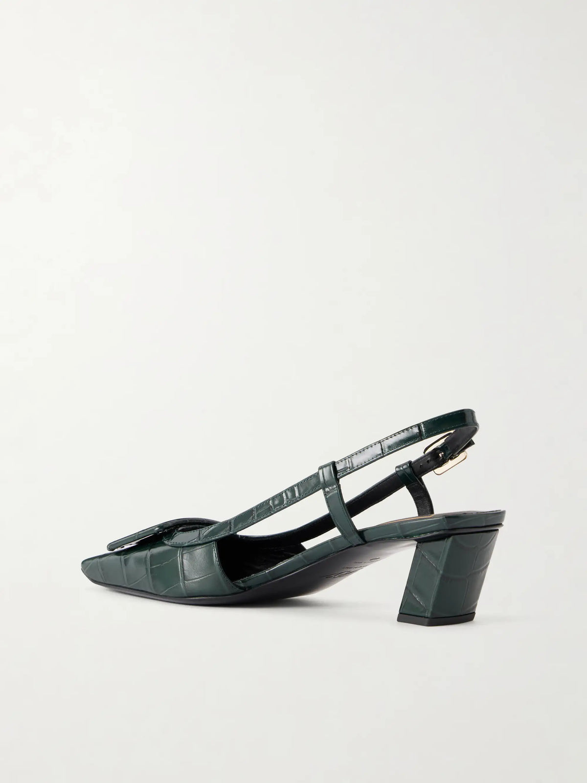 Roger Belle Vivier 45 Croc-effect Leather Slingback Pumps