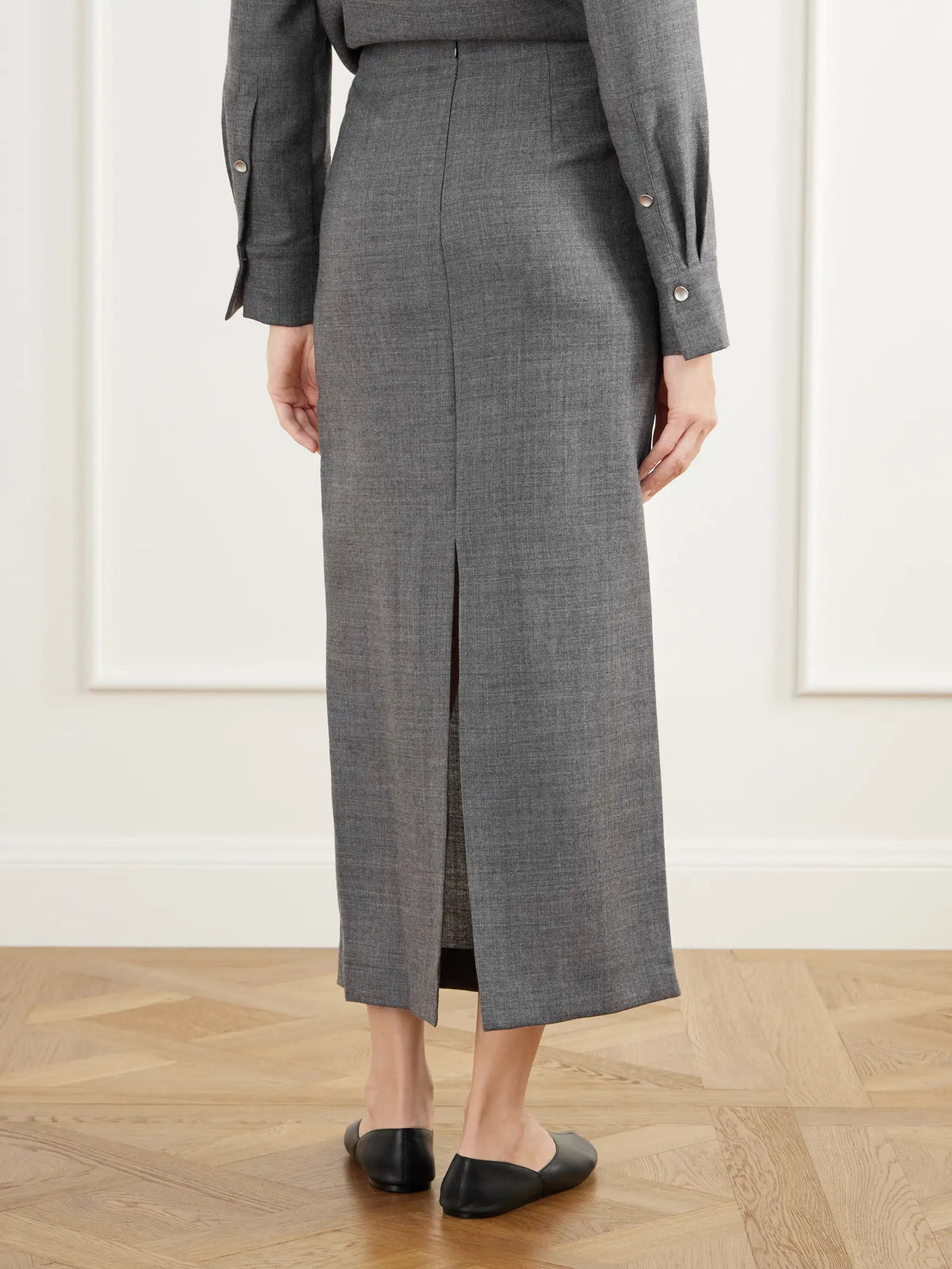 TOVE Hope Knot-detail Wool-fresco Midi Skirt