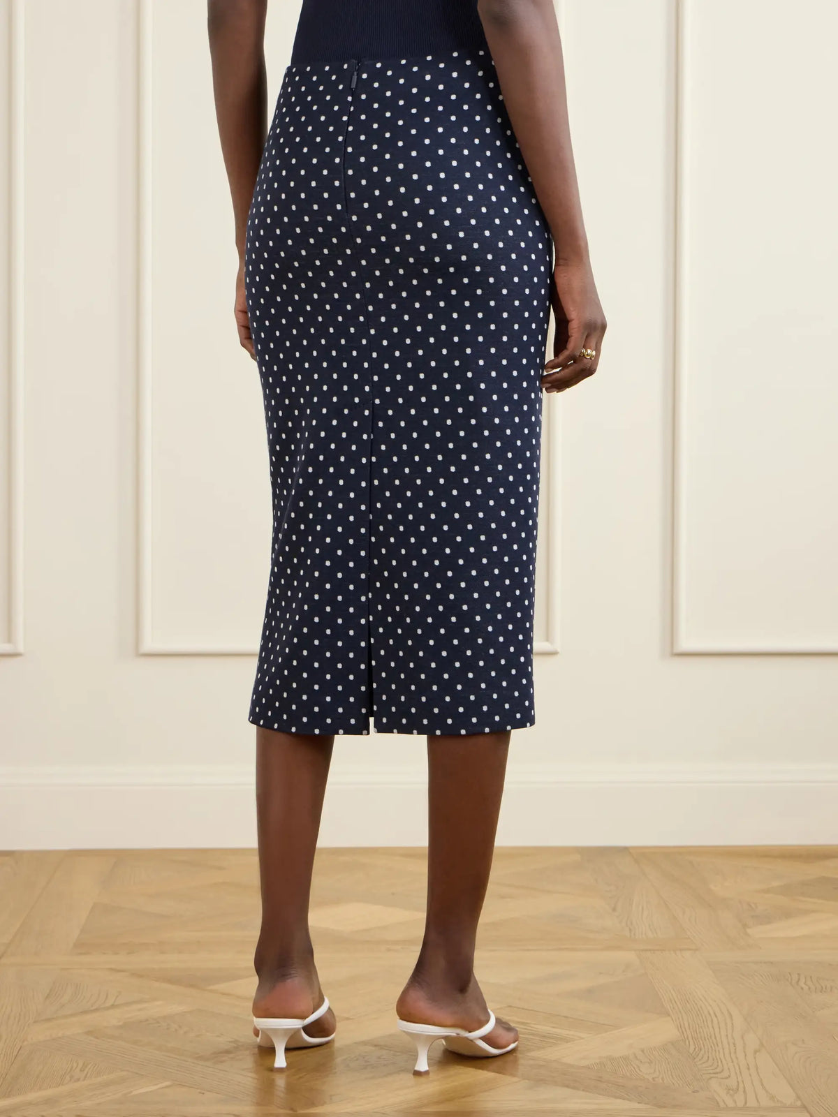 Max Mara Polka-dot Jersey Midi Skirt
