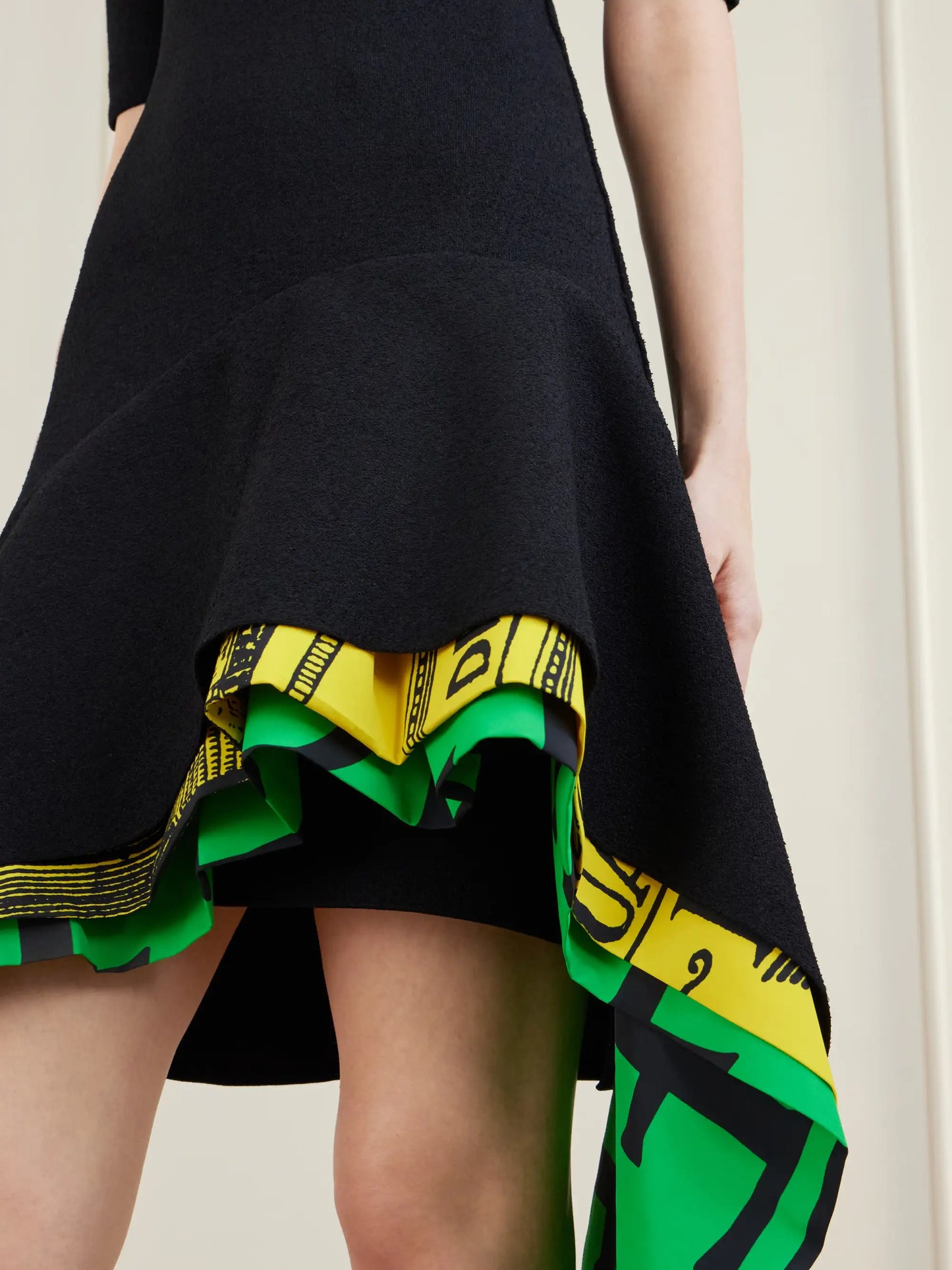 Asymmetric Layered Printed Jersey Midi Dress