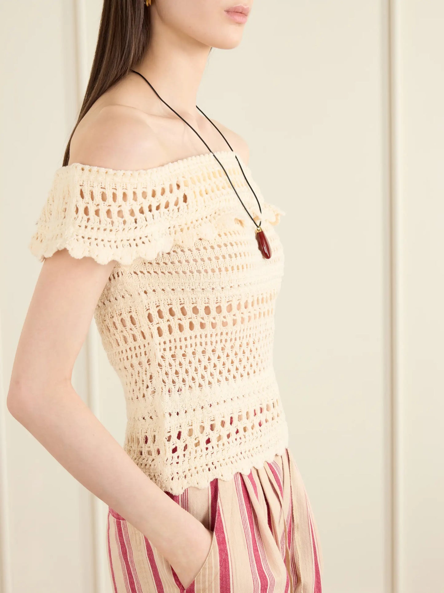 Zaelle Crocheted Cotton-blend Top