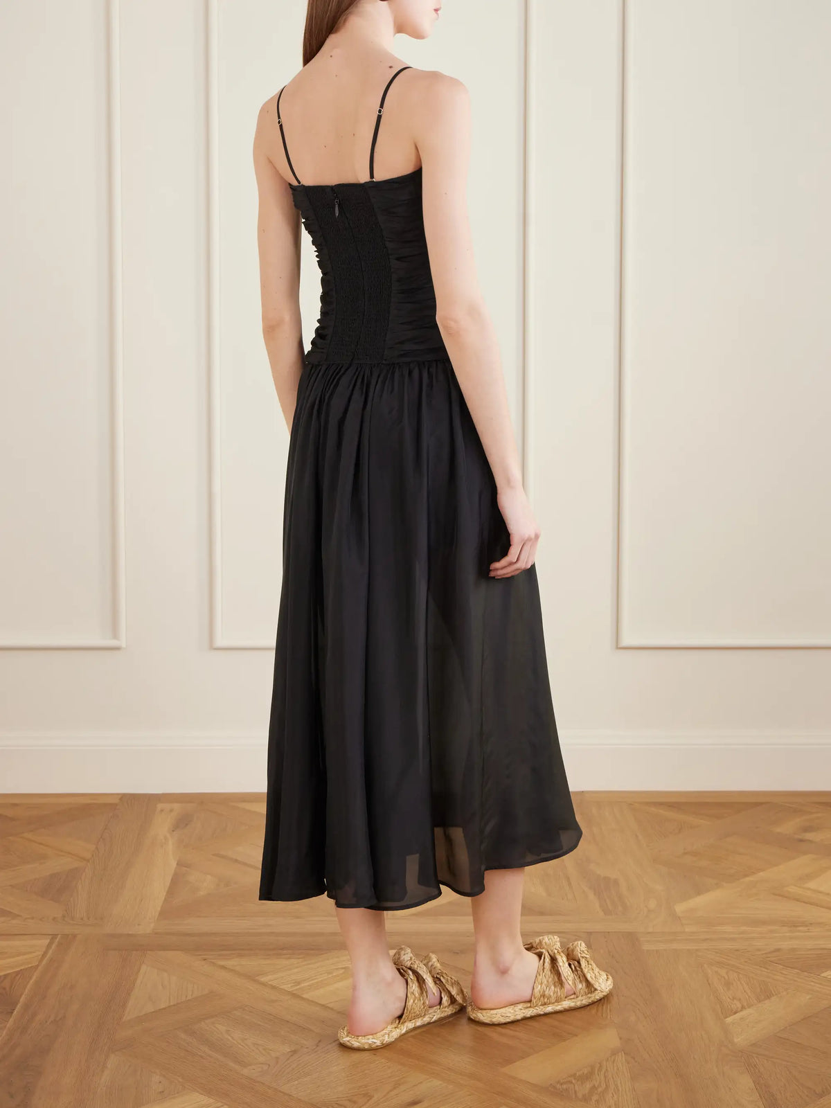 Zimmermann Aster Cutout Gathered Silk-chiffon Midi Dress