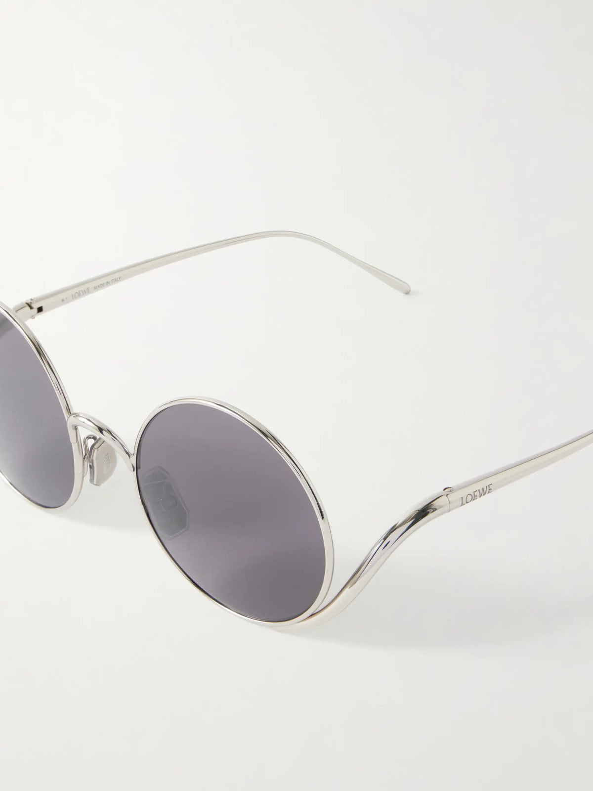 Round-frame Silver-tone Sunglasses