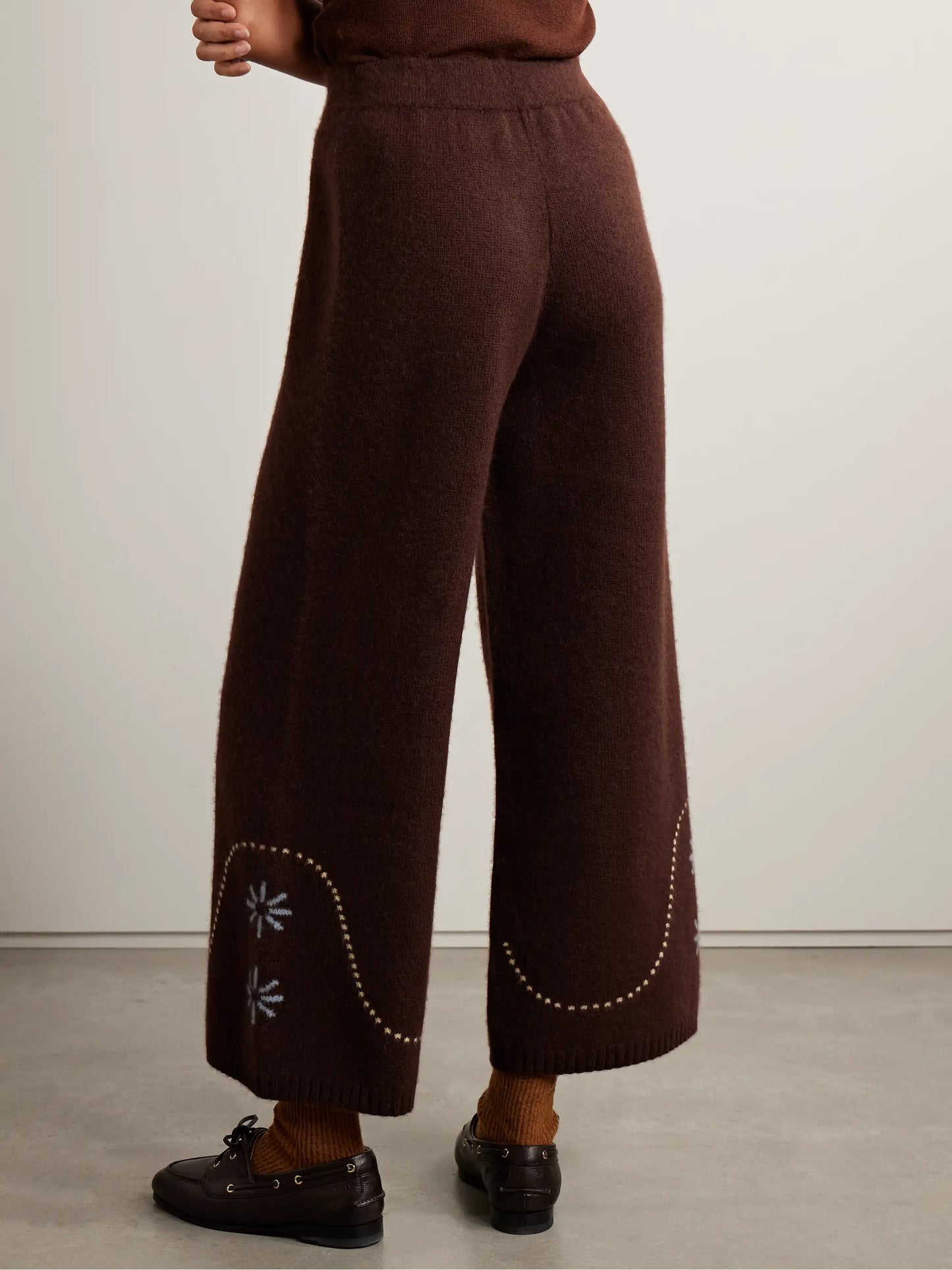 Intarsia-knit Cashmere Wide-leg Pants