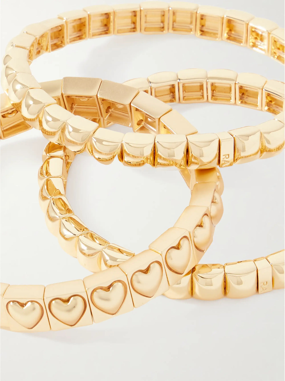 The Puffy Heart Stud Set Of Three Gold-tone Bracelets