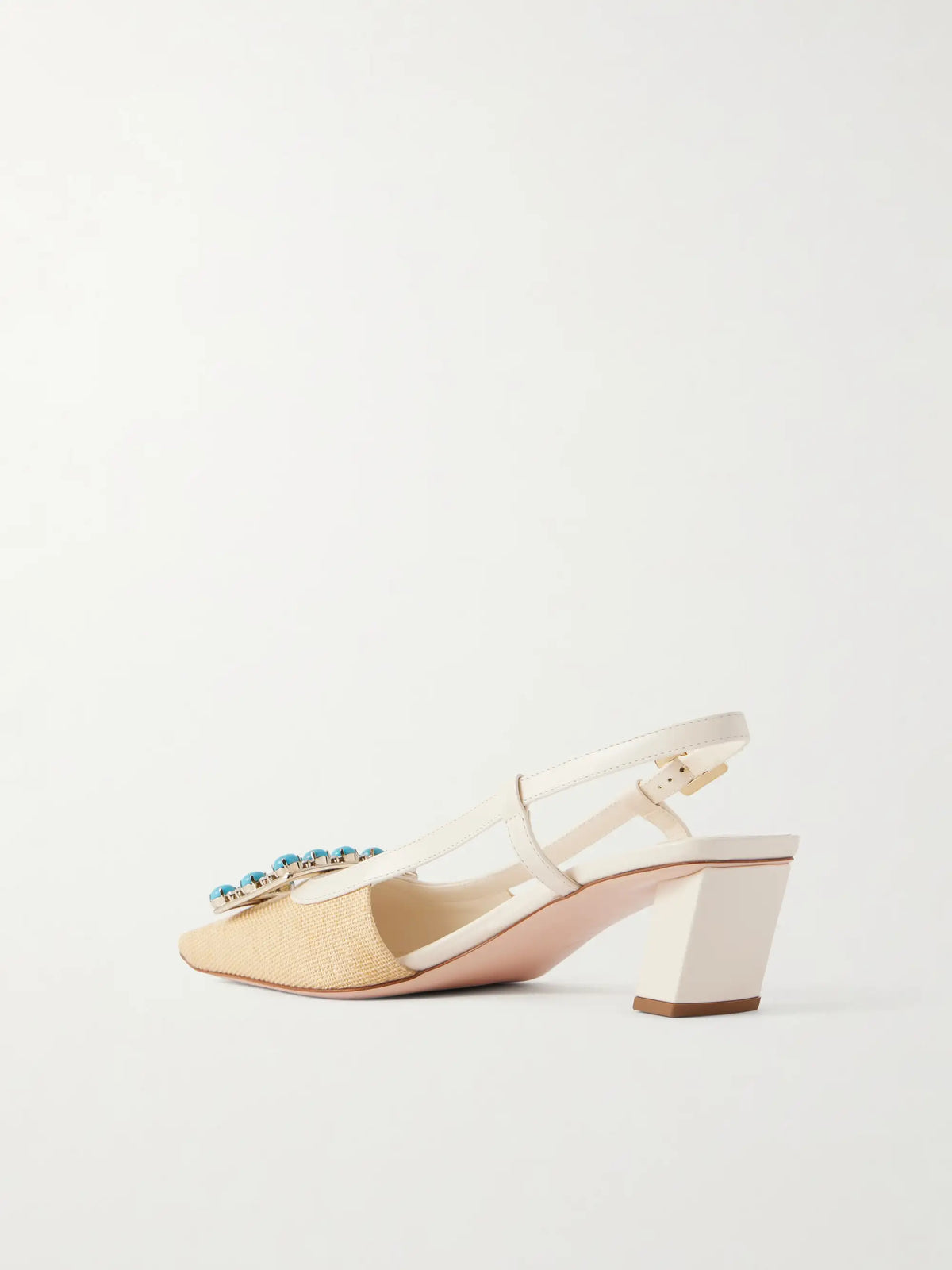 Roger Belle Vivier 45 Leather-trimmed Embellished Slingback Pumps