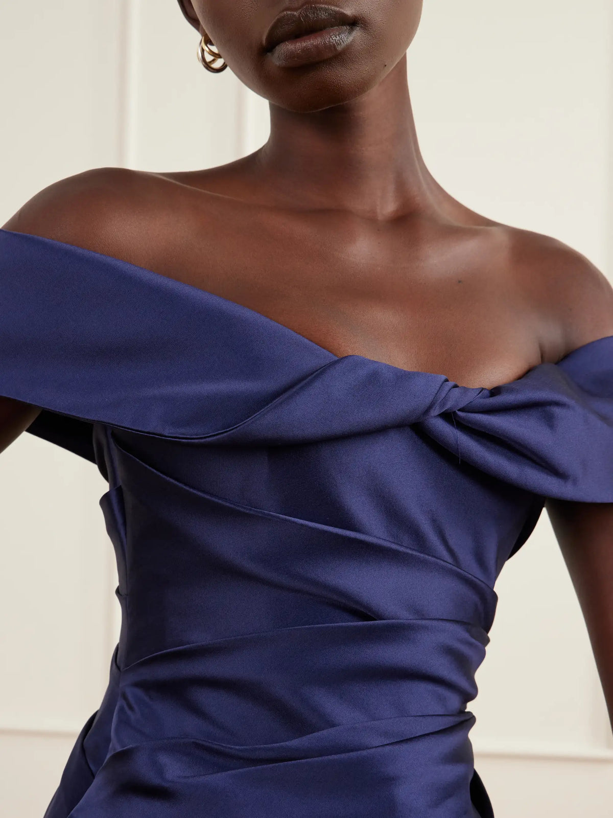 Costarellos Devina Off-the-shoulder Draped Duchess-satin Blouse