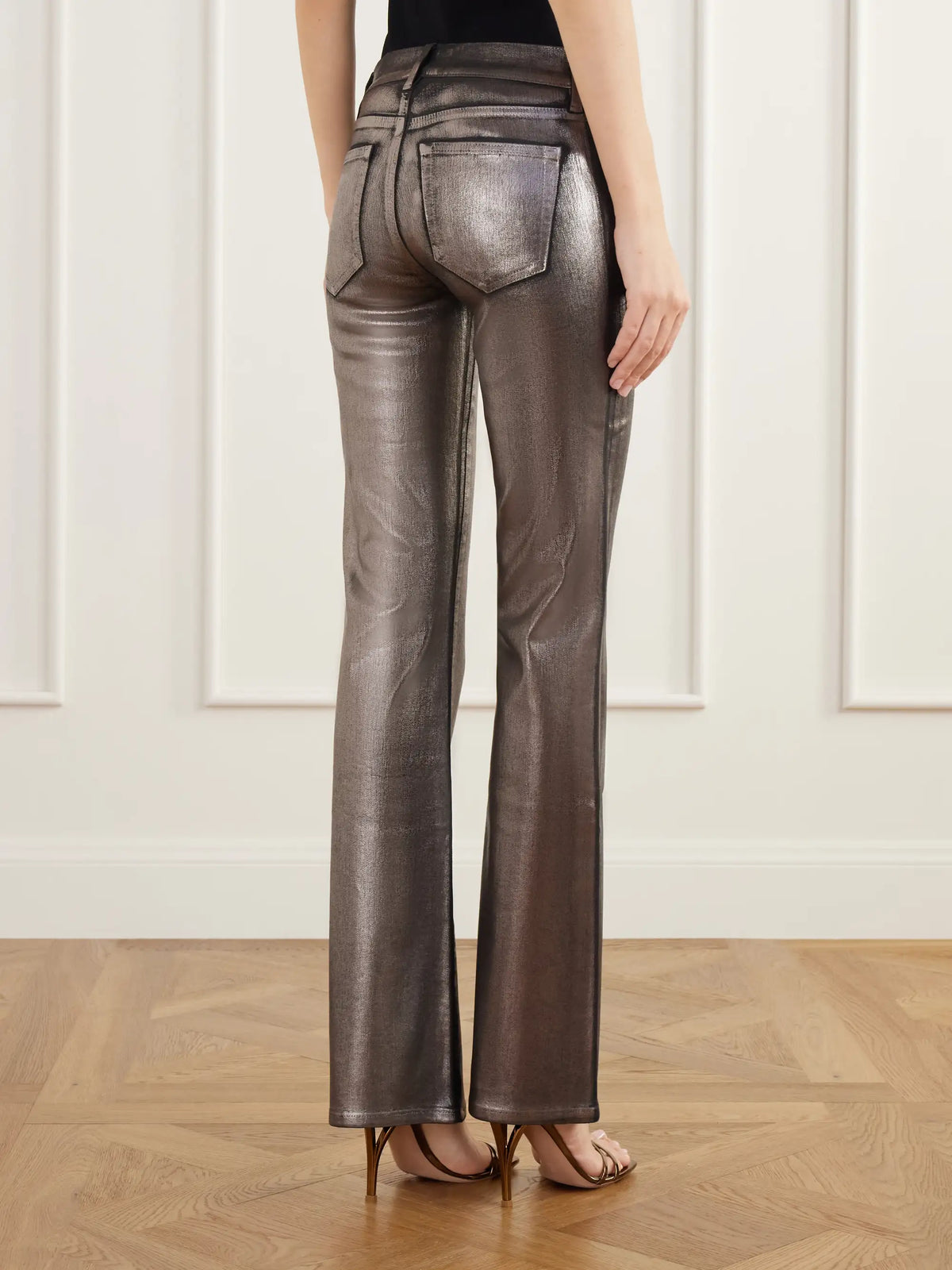 FRAME The Coated Rodeo Low-rise Flared Jeans