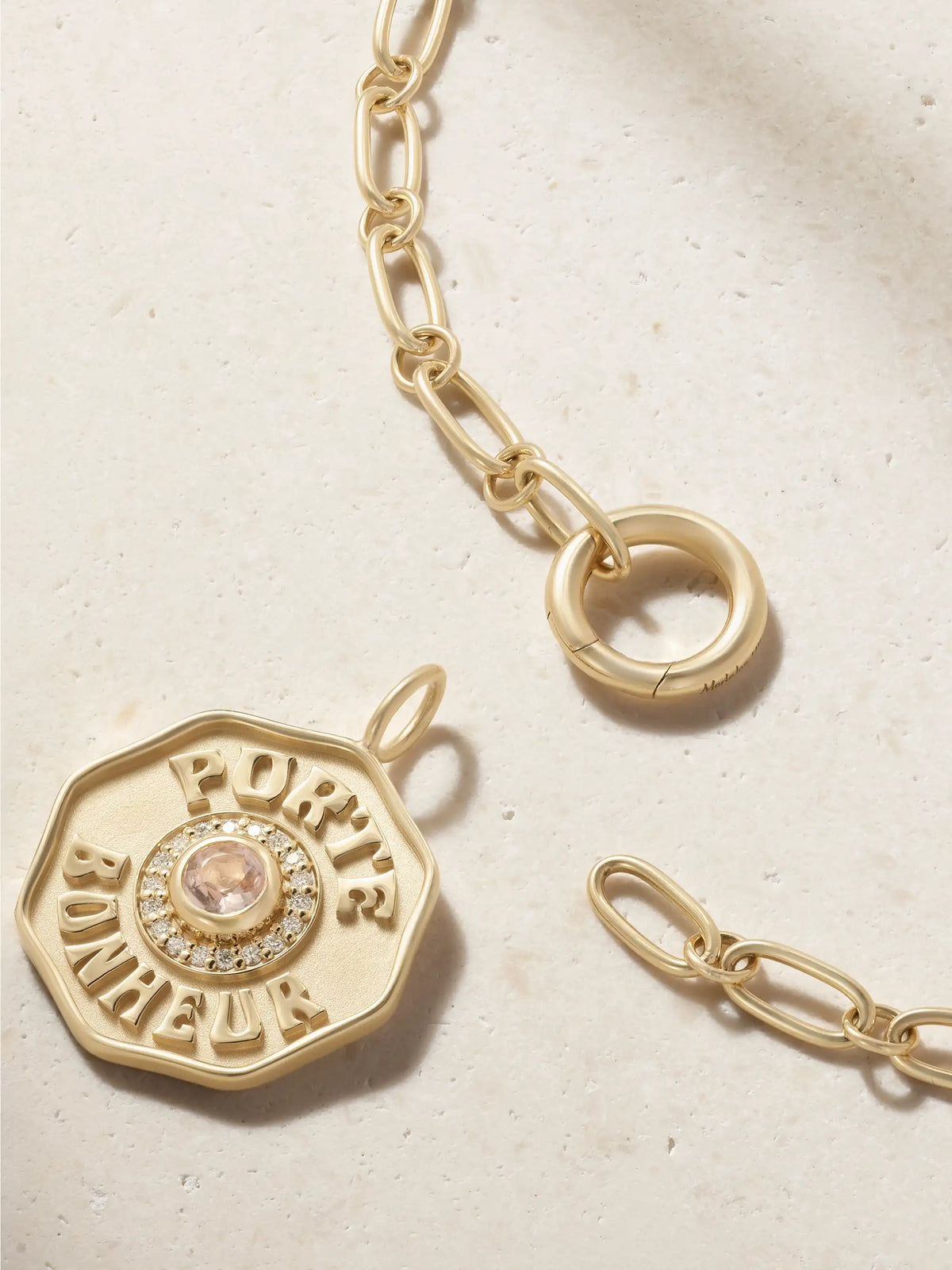 Marlo Laz Porte Bonheur 14-karat Gold, Morganite And Diamond Necklace