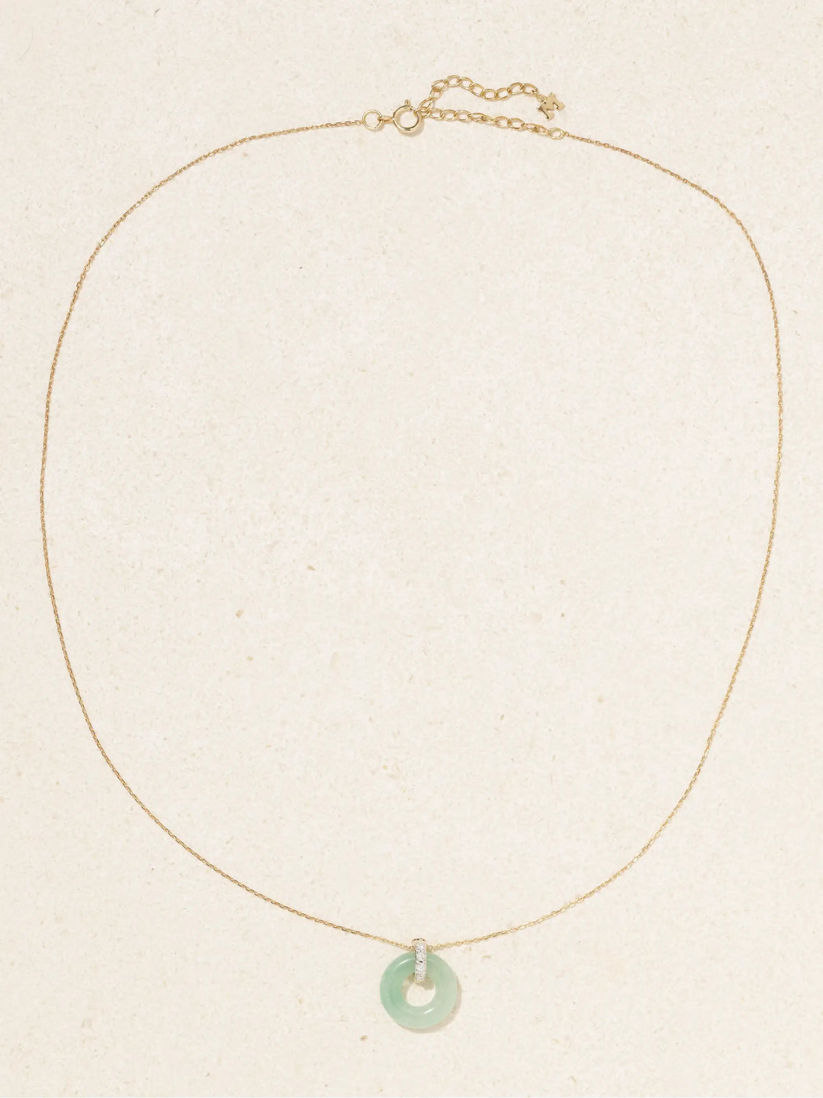 Donut 14-karat Gold, Jade And Diamond Necklace
