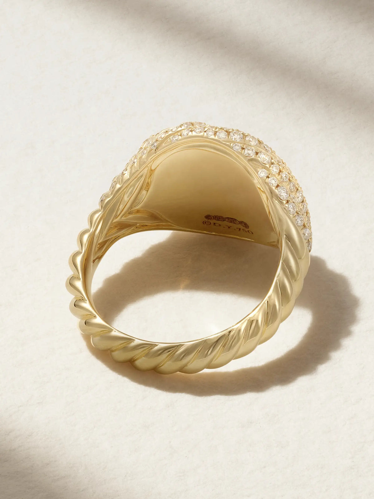 Sculpted Cable 18-karat Gold Diamond Pinky Ring