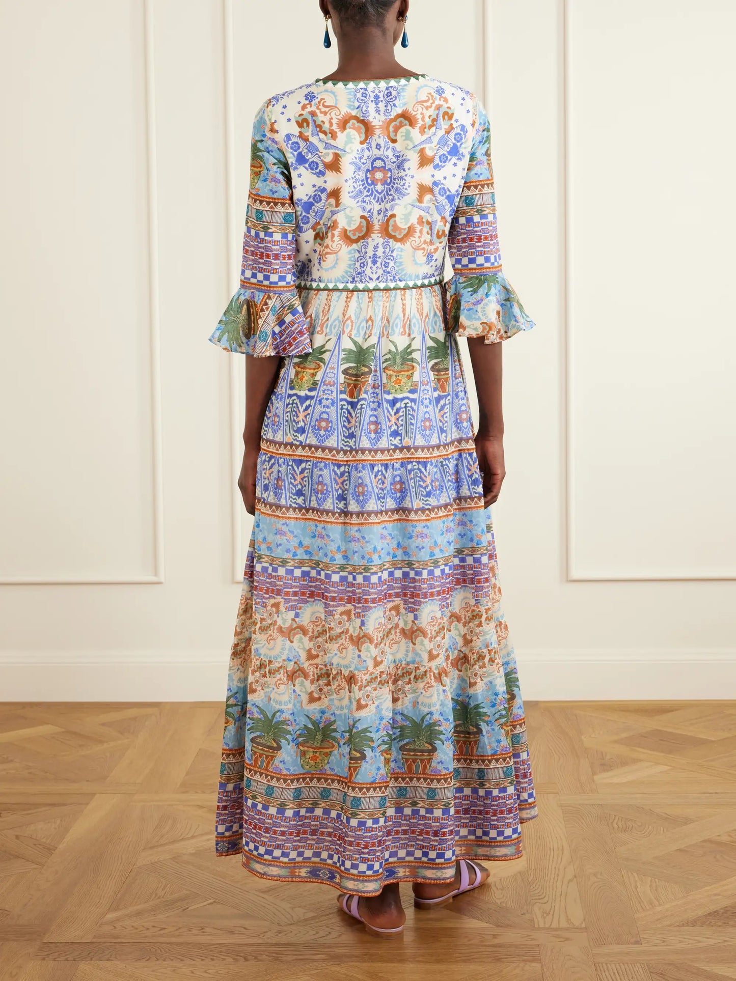 Bella Pleated Printed Cotton Maxi Dress