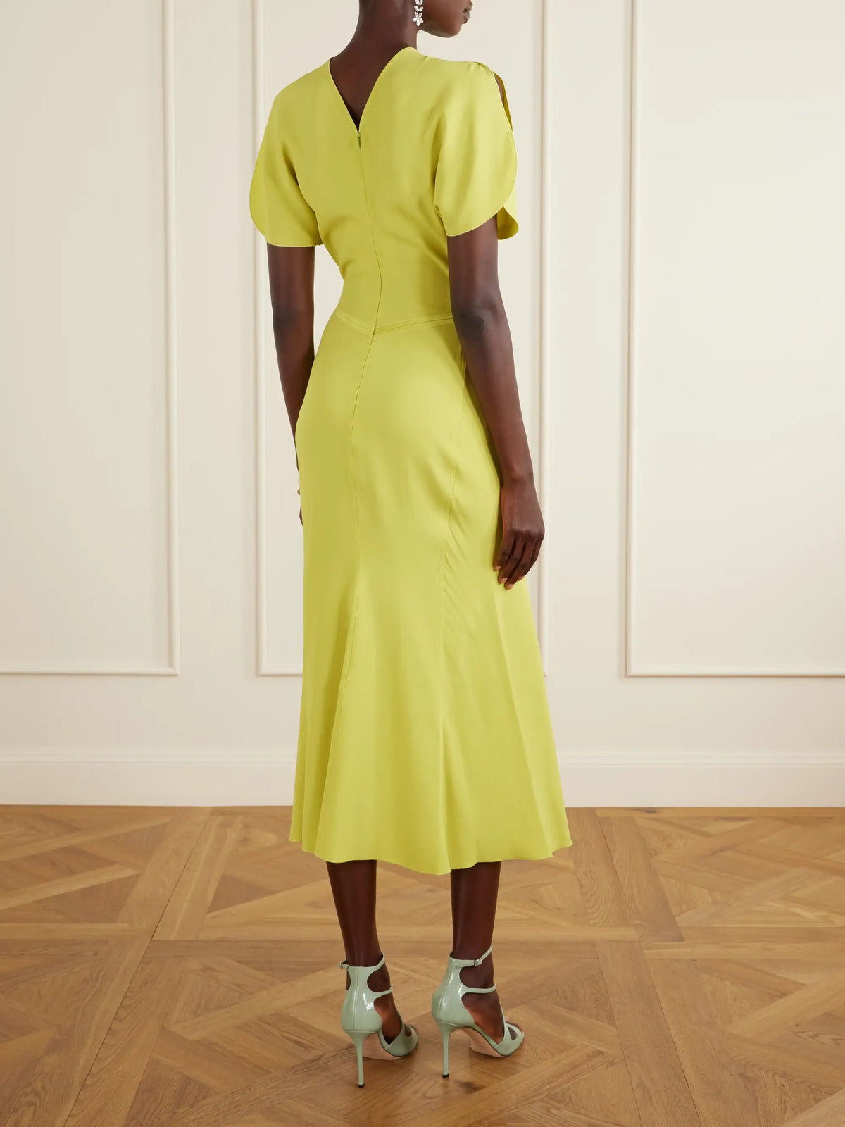 Bela Gathered Satin Midi Dress