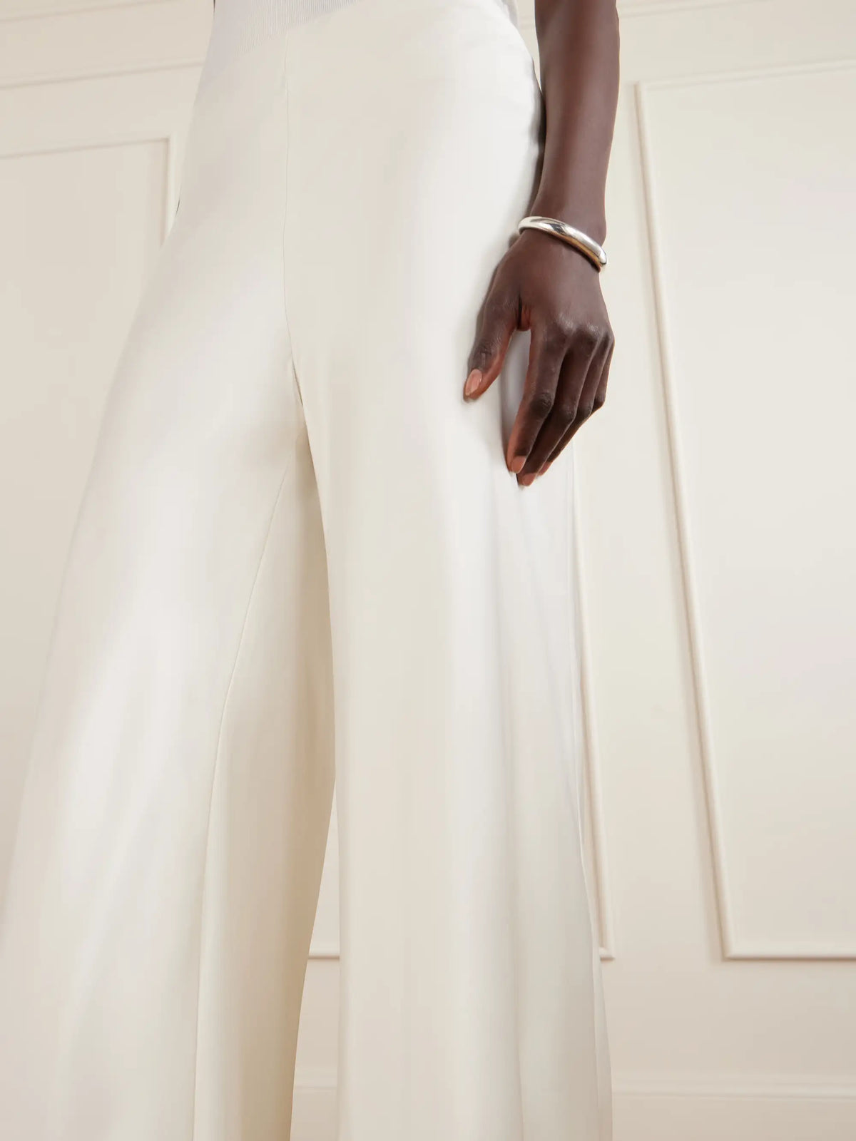 Satin High-rise Wide-leg Pants