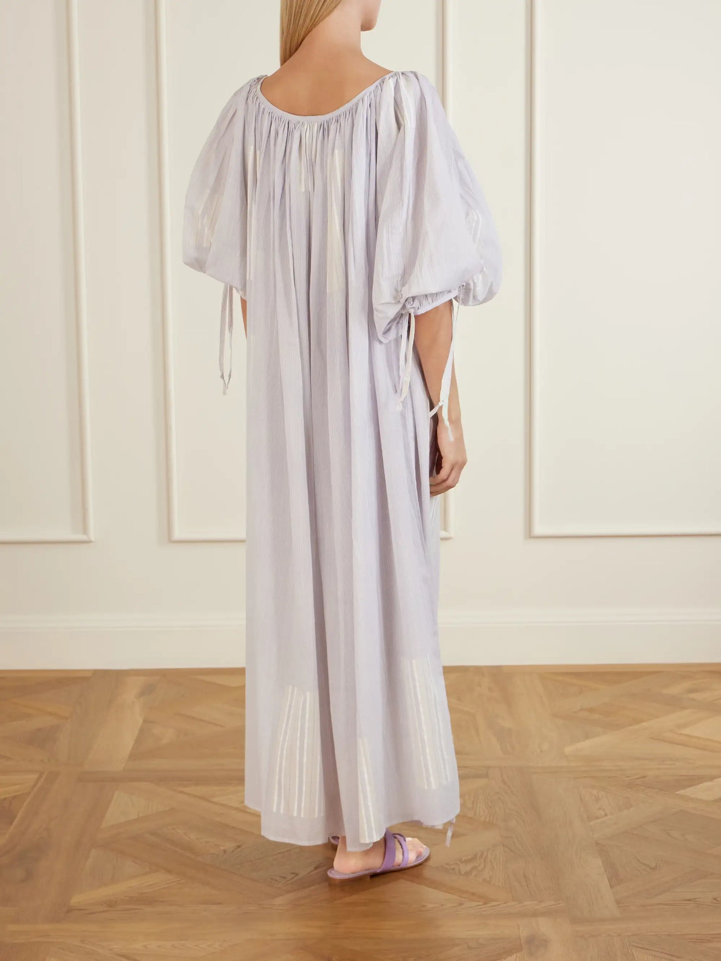 Athenaïs Gathered Striped Cotton-voile Maxi Dress