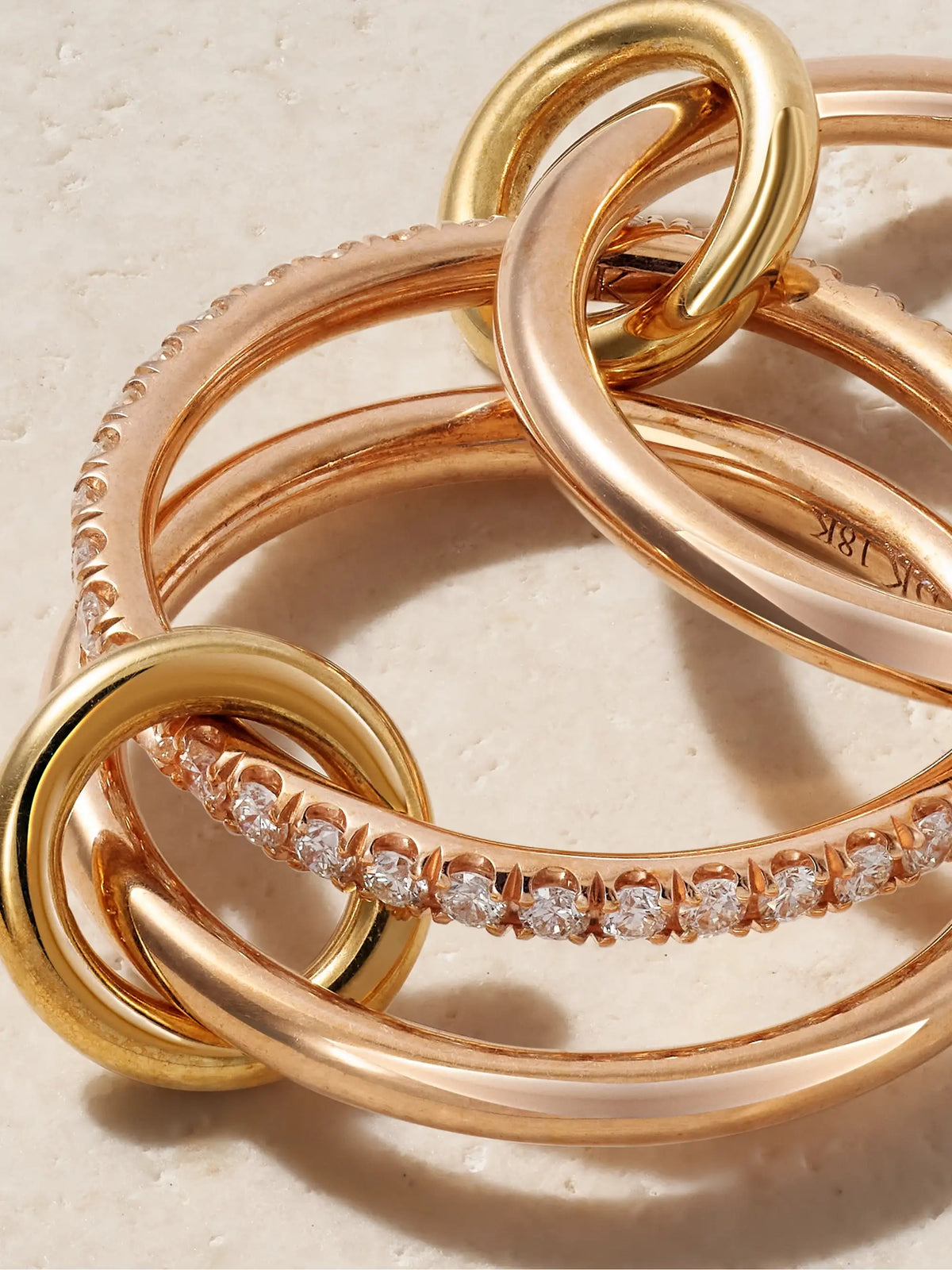 Sonny Set Of Three 18-karat Yellow And Rose Gold And Diamond Rings