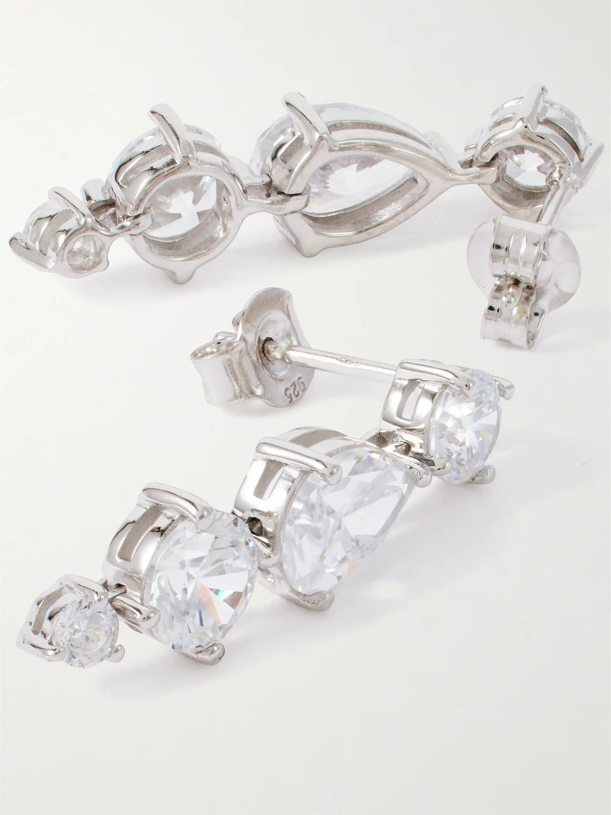 Rhodium-plated Recycled Silver Cubic Zirconia Earrings