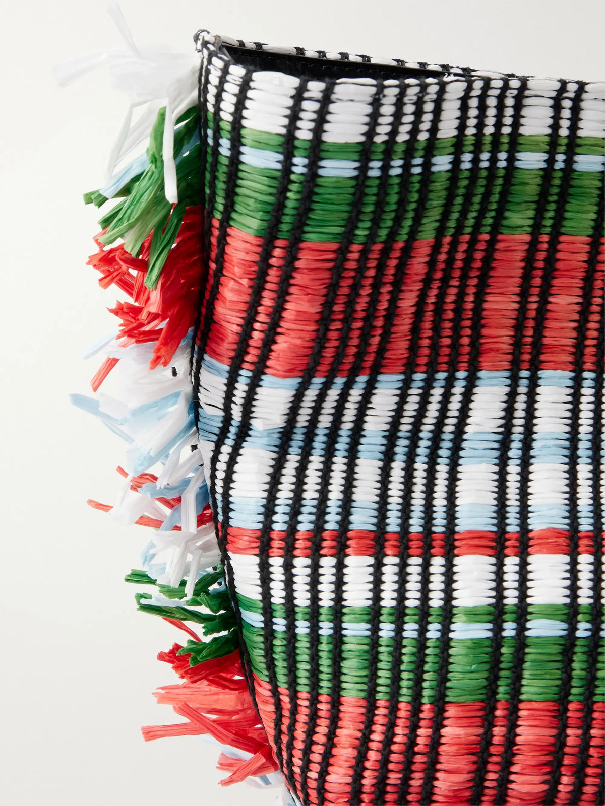 + Da Adolfo Christos Raffia Checked Fringed Tote