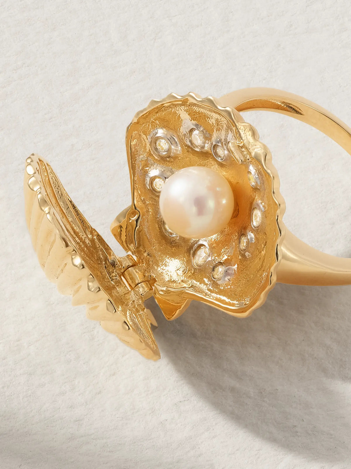 Lady Venus 14-karat Gold, Diamond And Pearl Ring