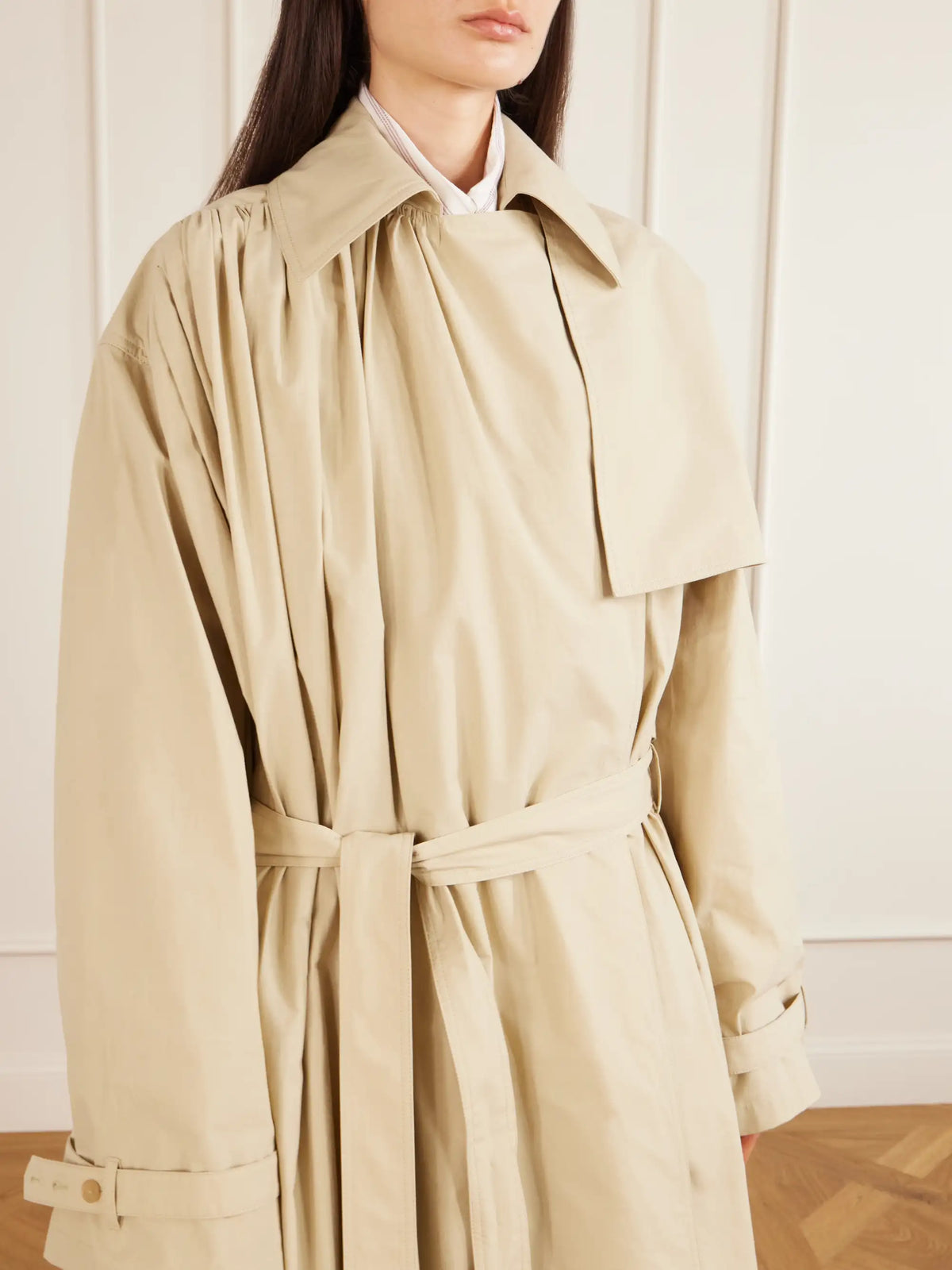 Mireille Ruched Cotton-gabardine Trench Coat