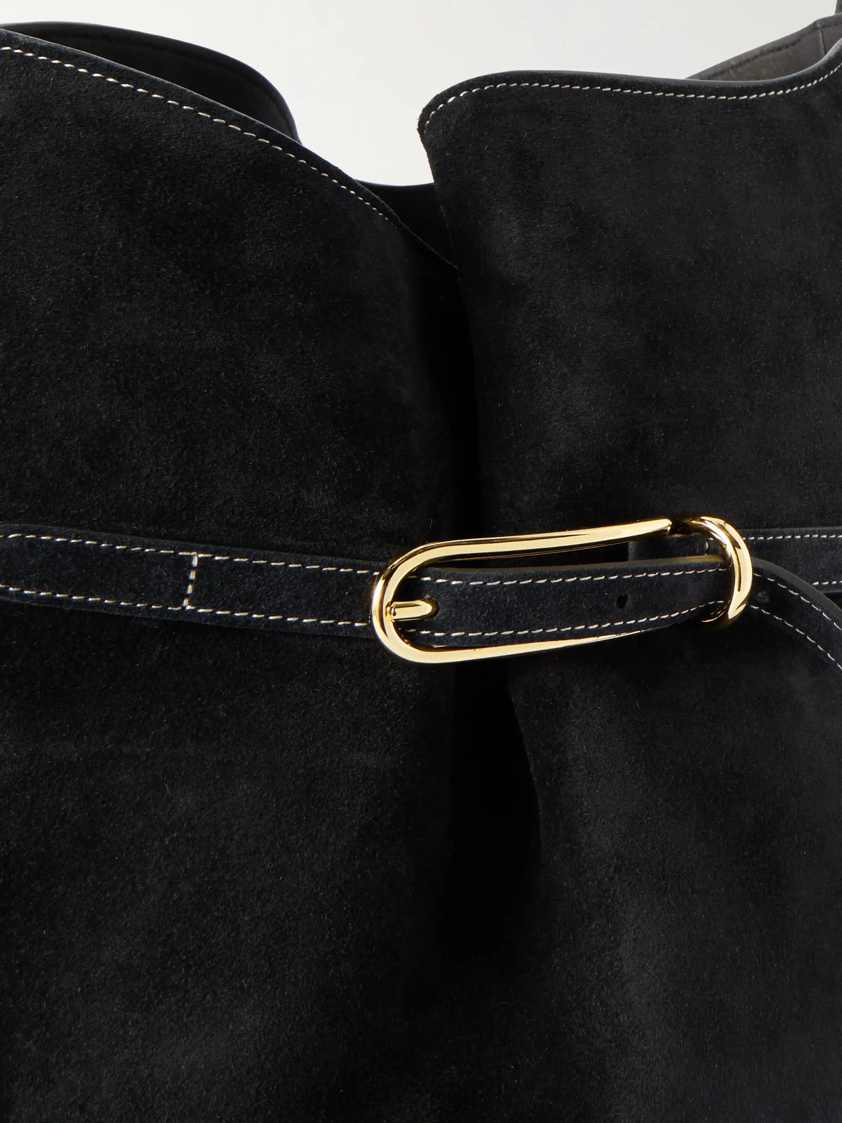 Buckled Suede Bucket Bag