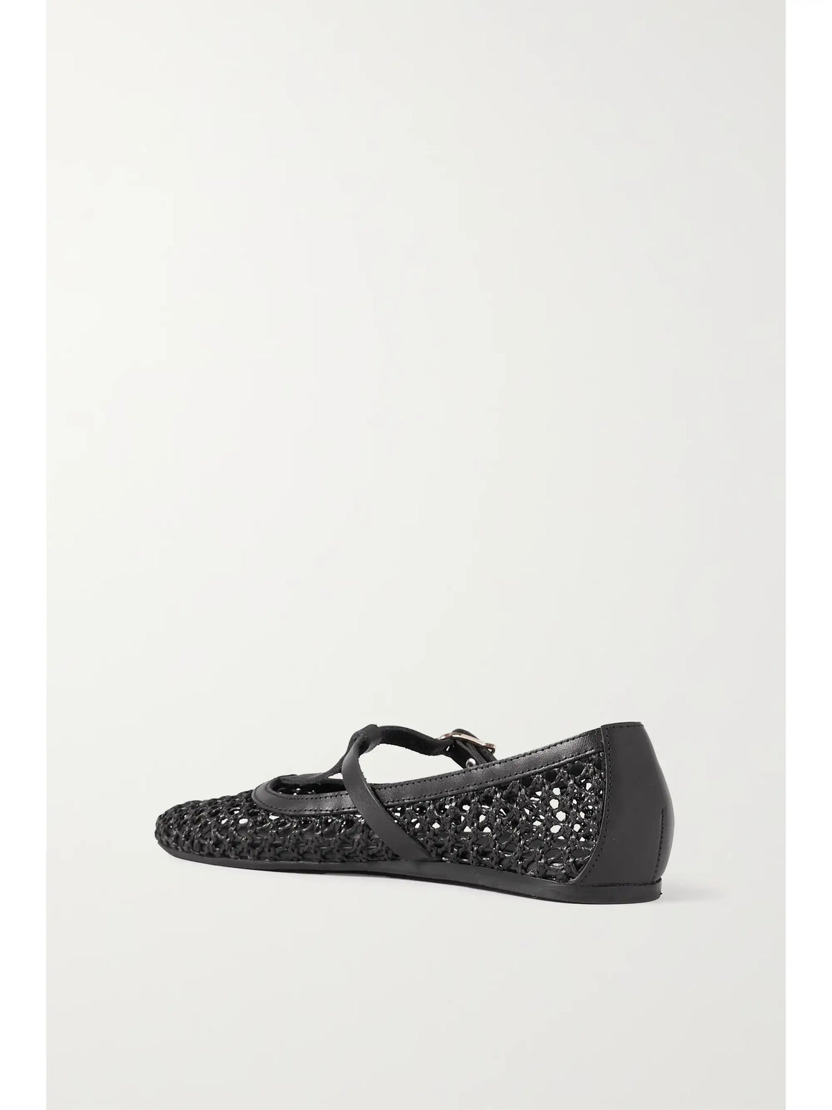 Aerati Leather-trimmed Woven Raffia Ballet Flats