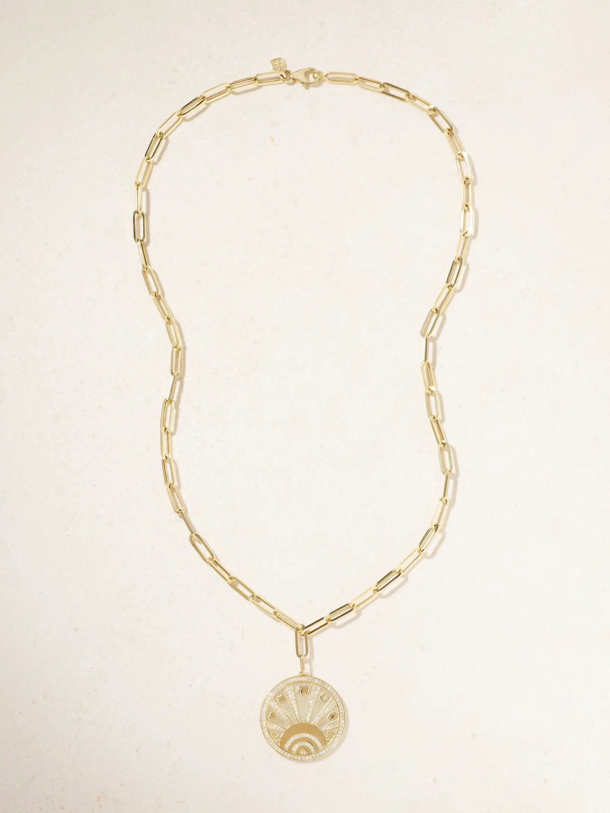 Evil Eye Luck Coin 14-karat Gold Diamond Necklace
