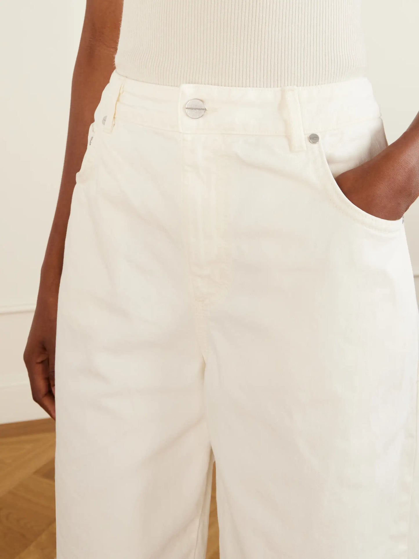 Mid-rise Wide-leg Denim Shorts