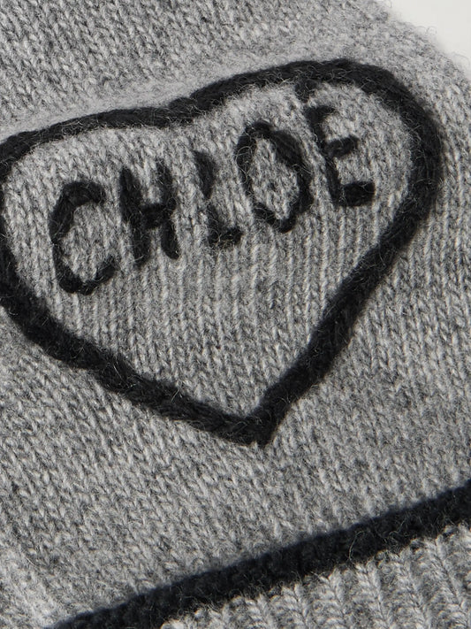 Embroidered Wool And Cashmere-blend Gloves