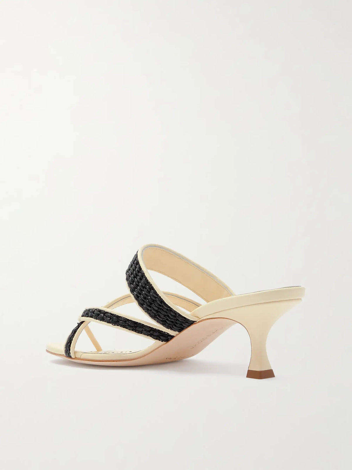 Susa 50 Raffia-trimmed Leather Mules