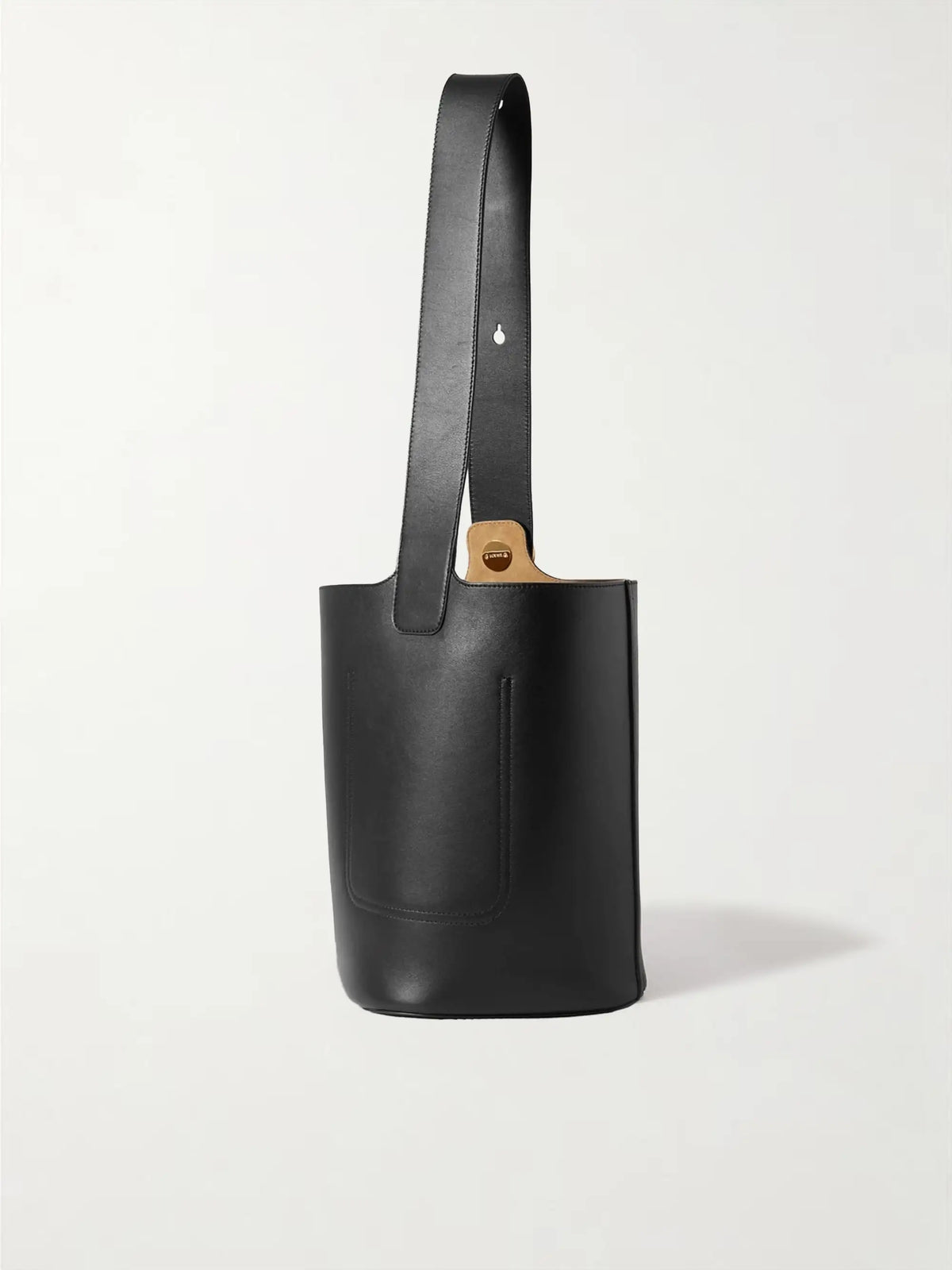 Pebble Embellished Leather Bucket Bag
