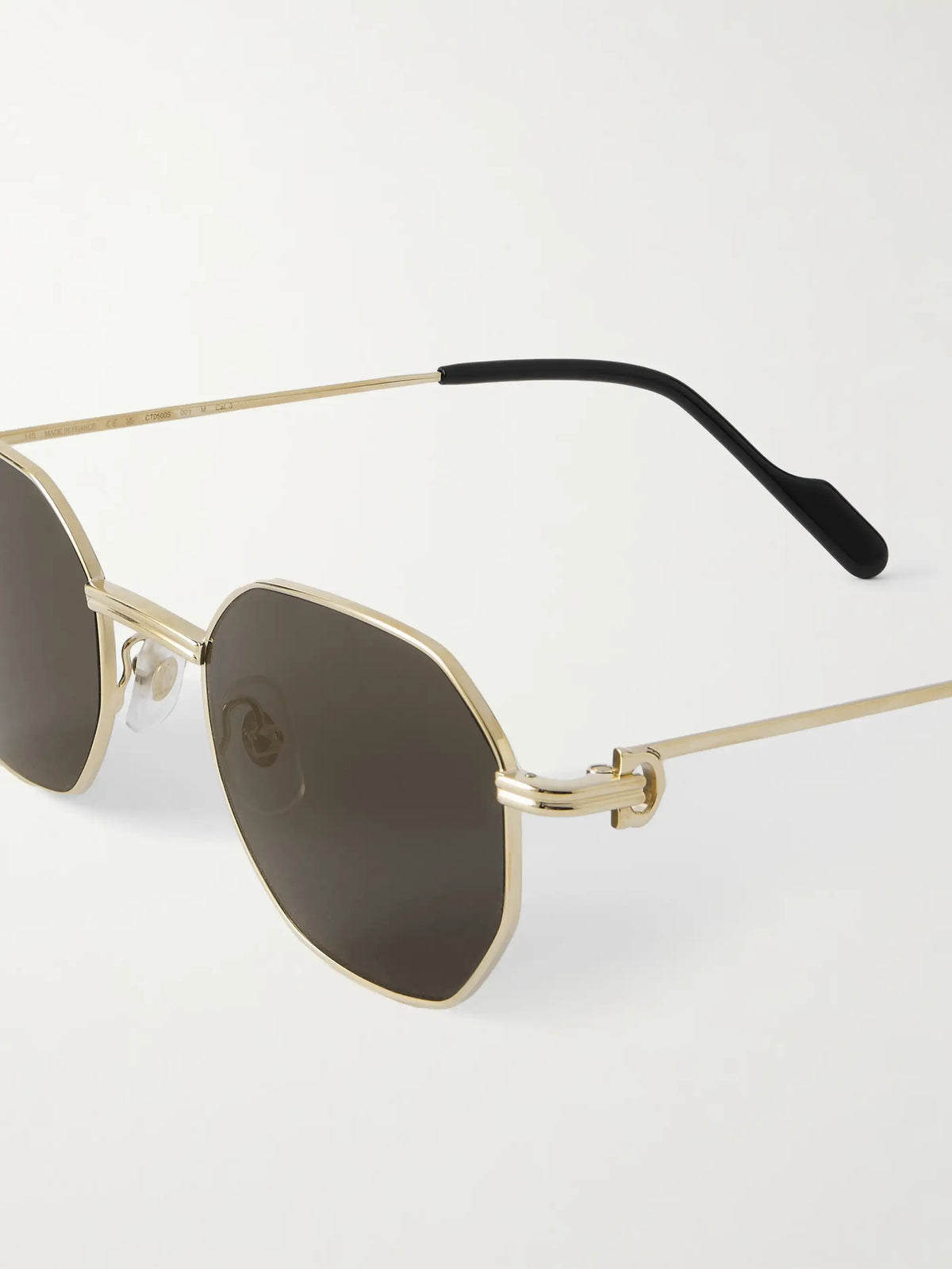 Première De Cartier Hexagon-frame Gold-tone Sunglasses