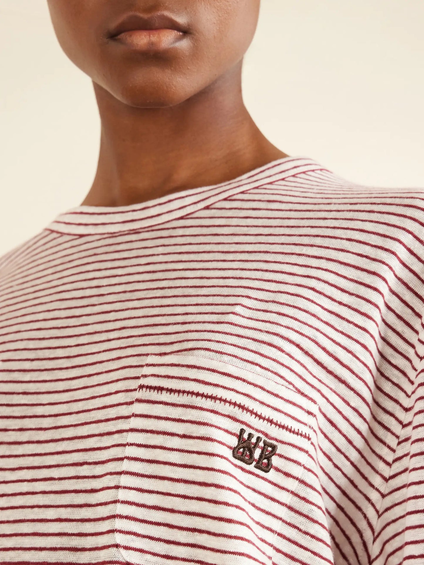 Hour Embroidered Striped Linen And Cotton-blend T-shirt