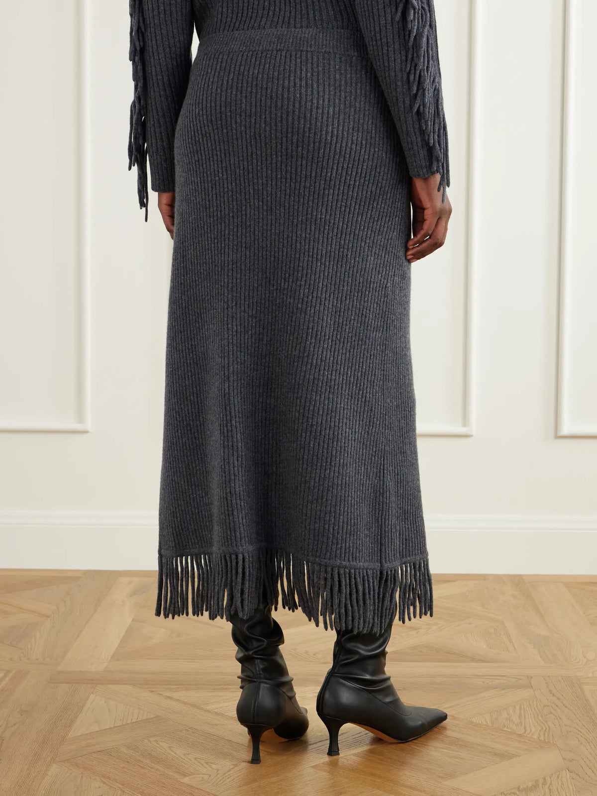 SIMKHAI Casey Draped Wool And Cashmere-blend Skirt