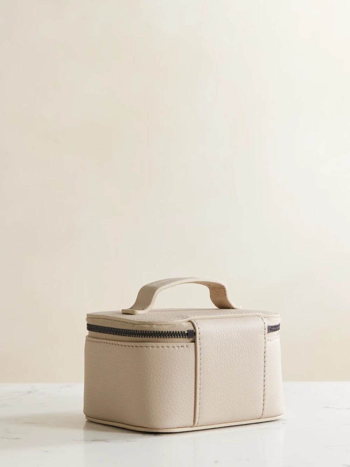 Bead-embellished Textured-leather Cosmetics Case