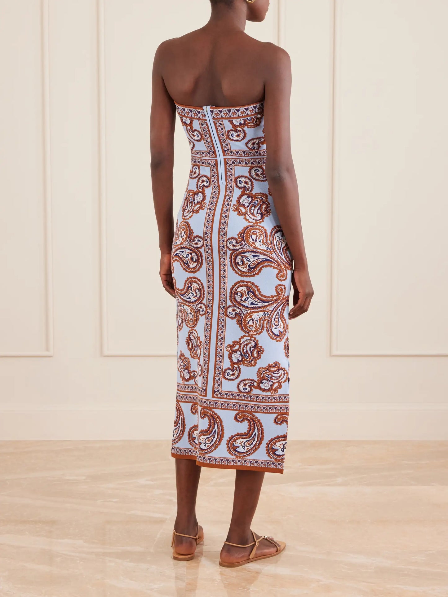 Rome Printed Strapless Midi Dress