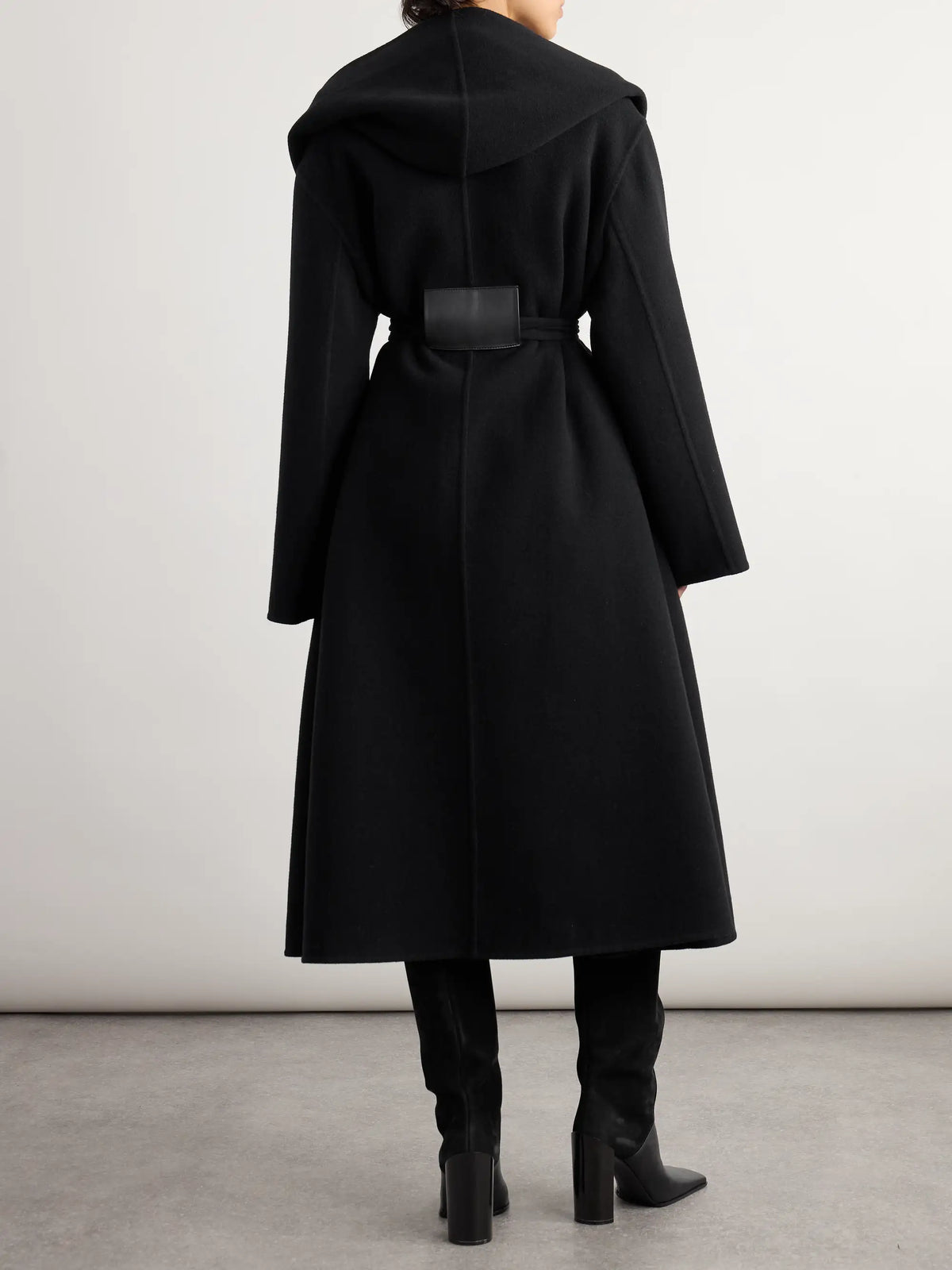 Hooded Belted Wool Coat