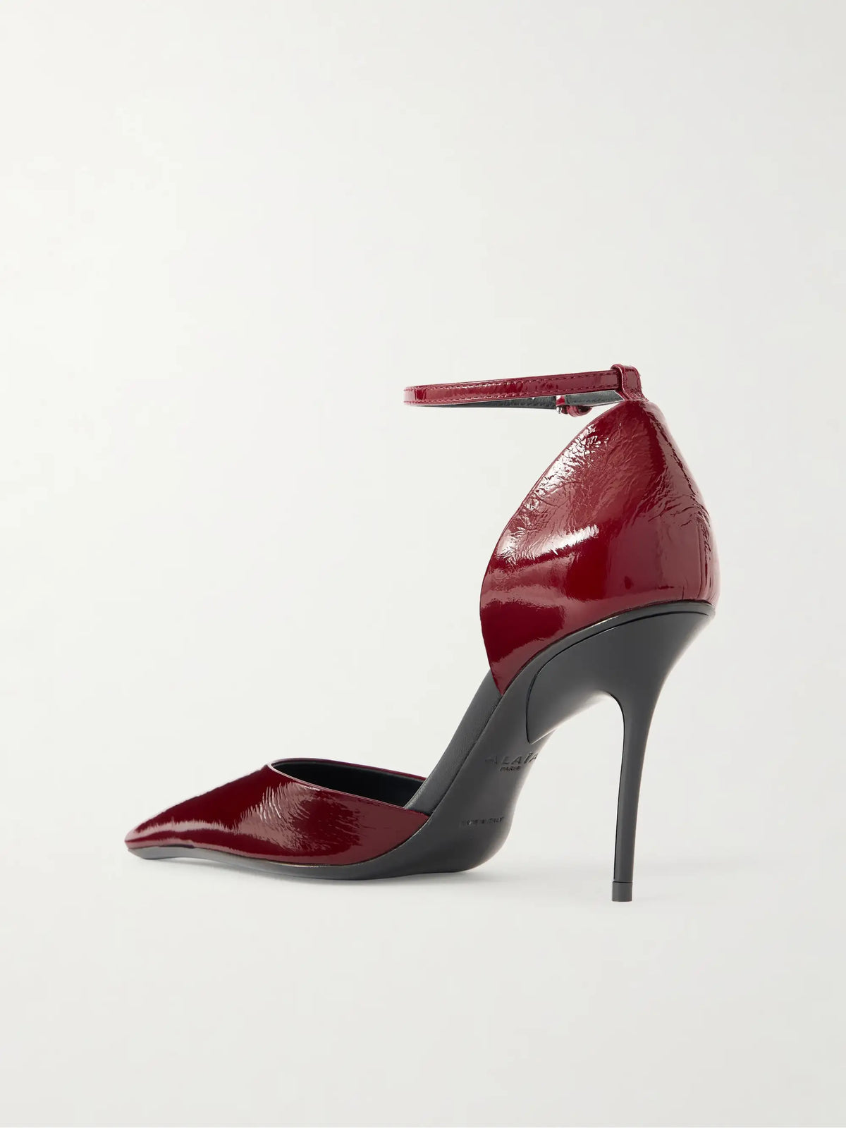 D'orsay 90 Glossed Textured-leather Pumps