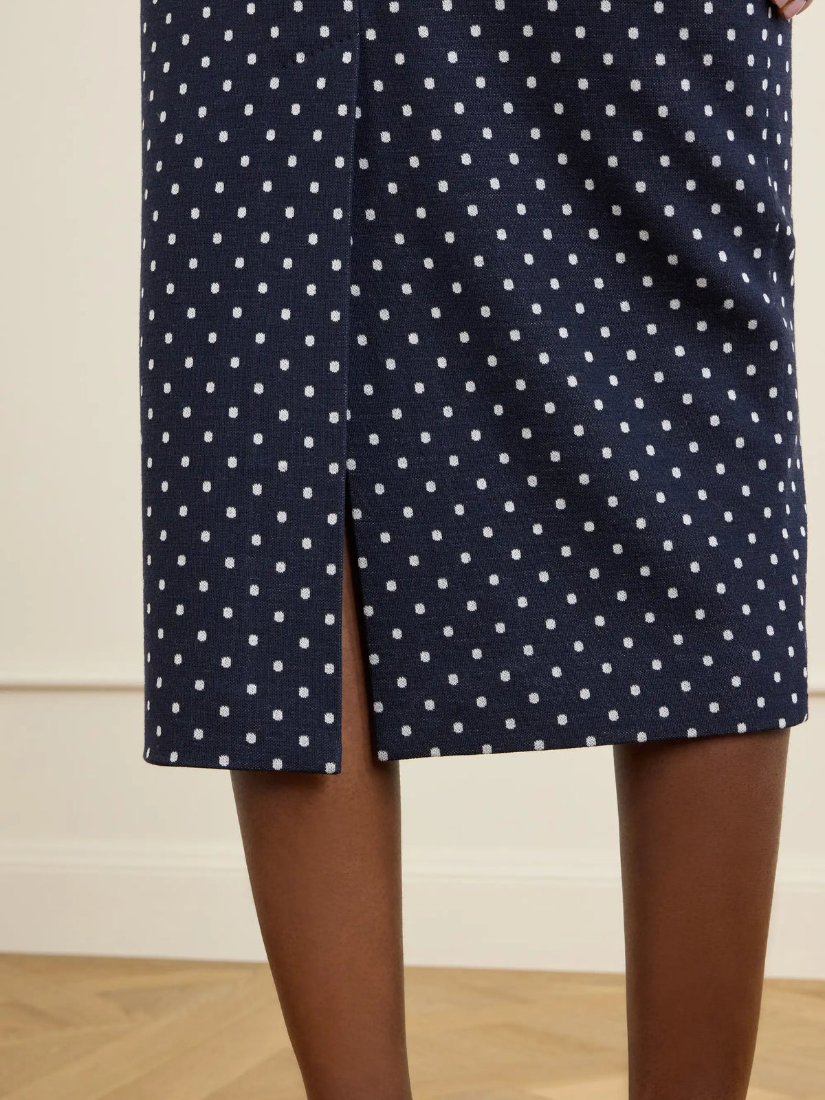 Max Mara Polka-dot Jersey Midi Skirt